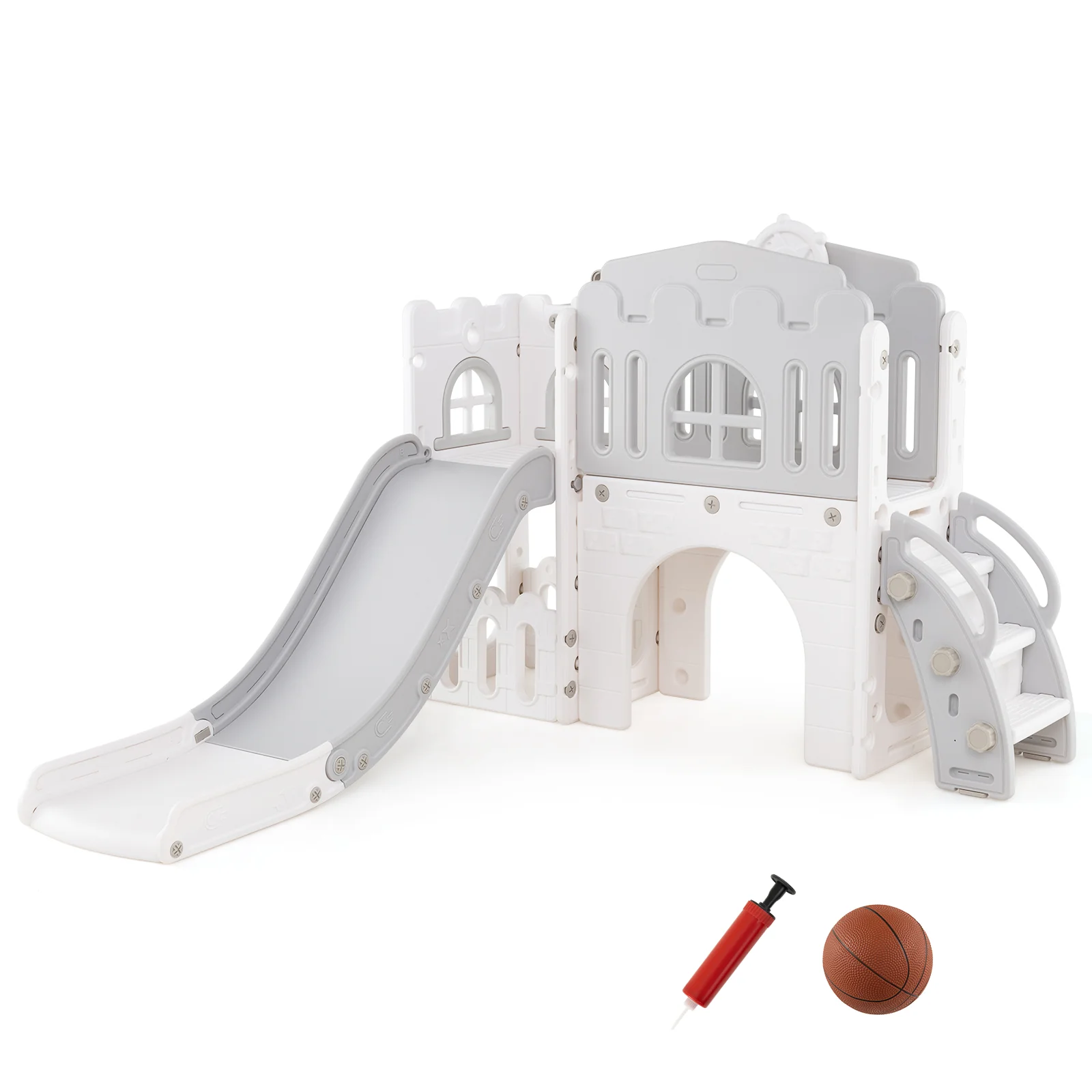 9-in-1 Toddler Slide L-Shaped with Basketball Hoop and Steering Wheel - Image 11