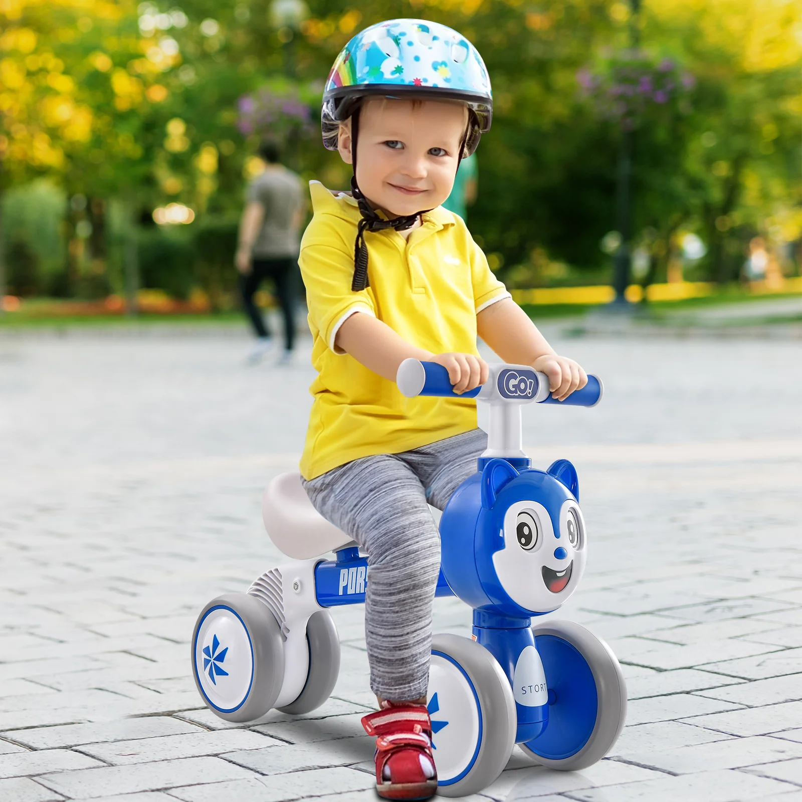Baby Balance Bike No Pedal Lightweight Infant 4 Wheels Baby Bicycle-Blue - Image 2