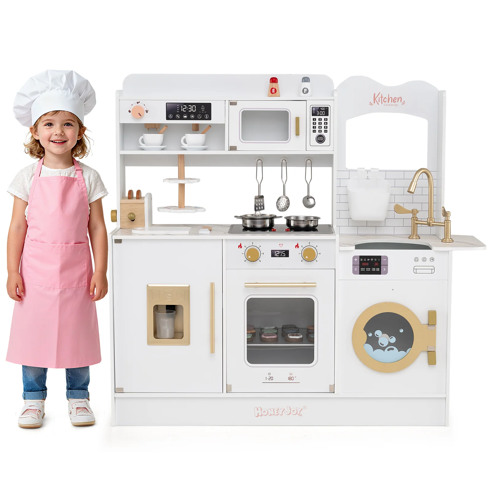 Children Pretend Toy Kitchen Playset with Light and Sound - Image 10