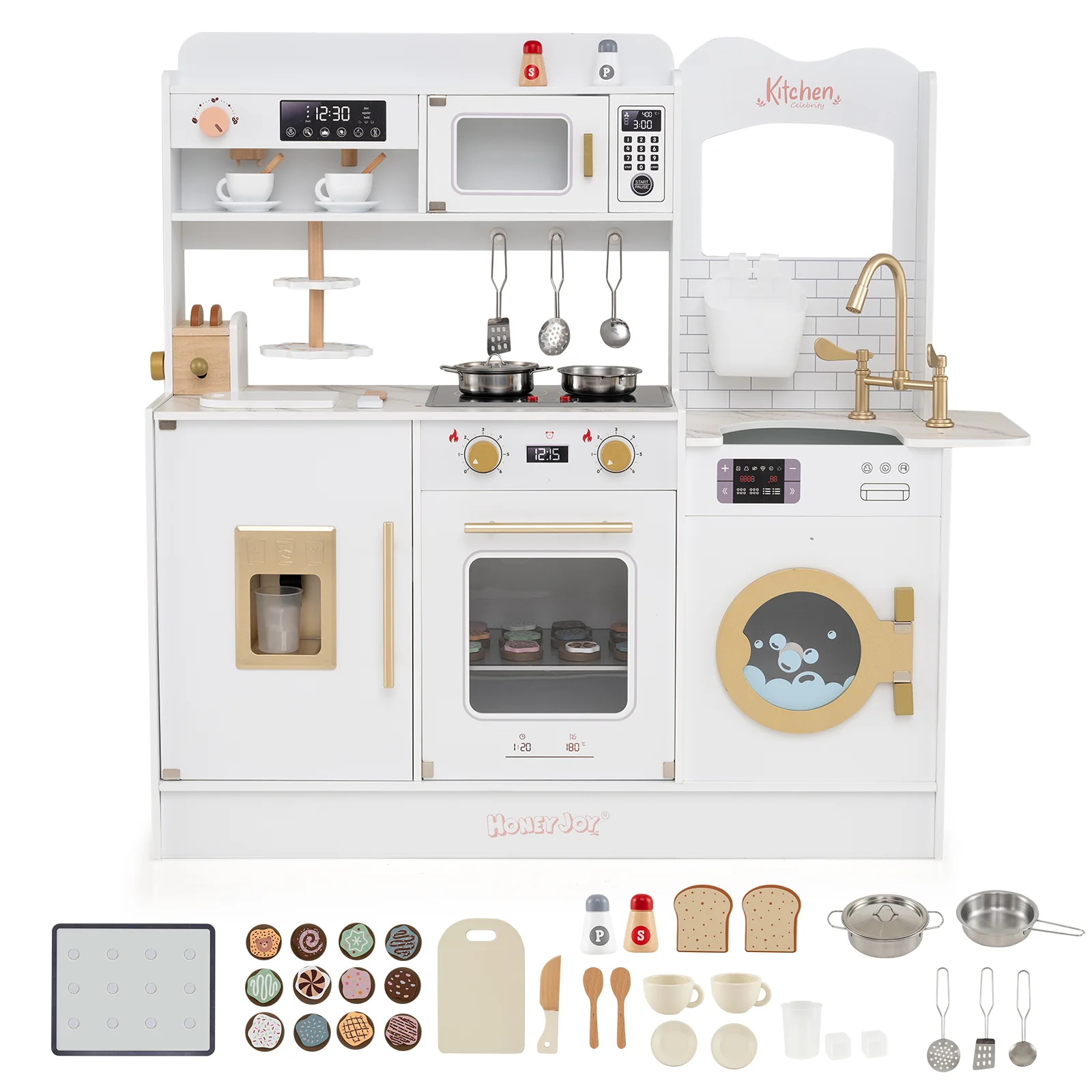 Children Pretend Toy Kitchen Playset with Light and Sound - Image 11