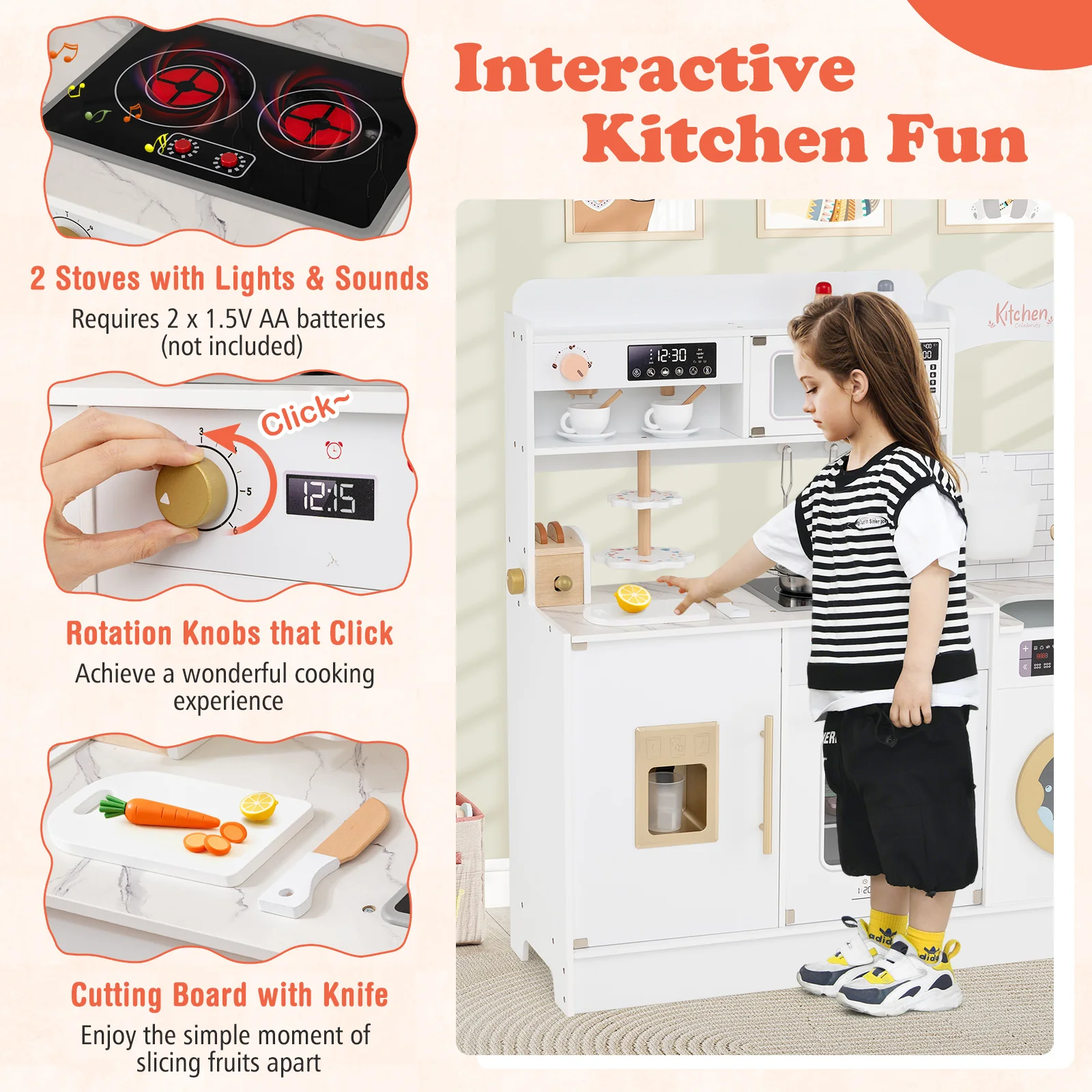 Children Pretend Toy Kitchen Playset with Light and Sound - Image 13