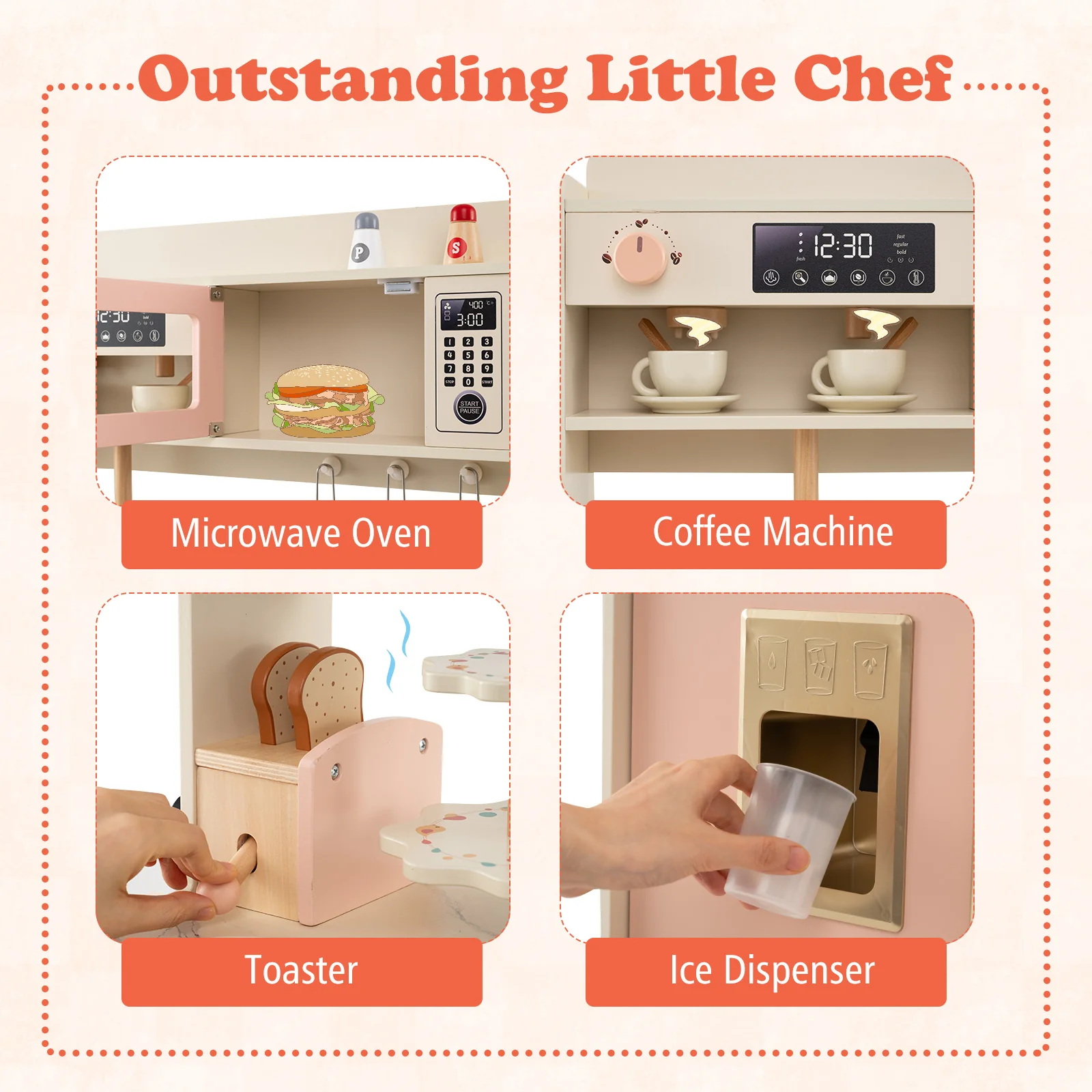Children Pretend Toy Kitchen Playset with Light and Sound - Image 7