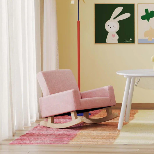 Children’s Room Furniture Bundle: Twin Pink Bed Blue & Pink Rocking Chairs Storage End Table - Image 5