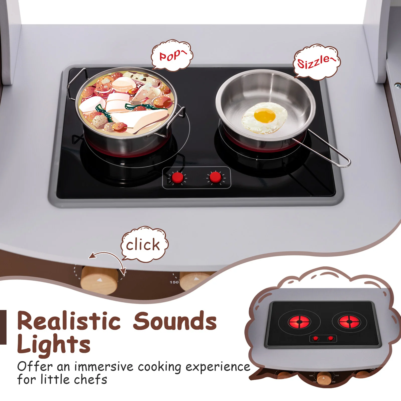 Corner Kids Play Kitchen with Washing Machine and Ice Maker Gift for Boys Girls - Image 13
