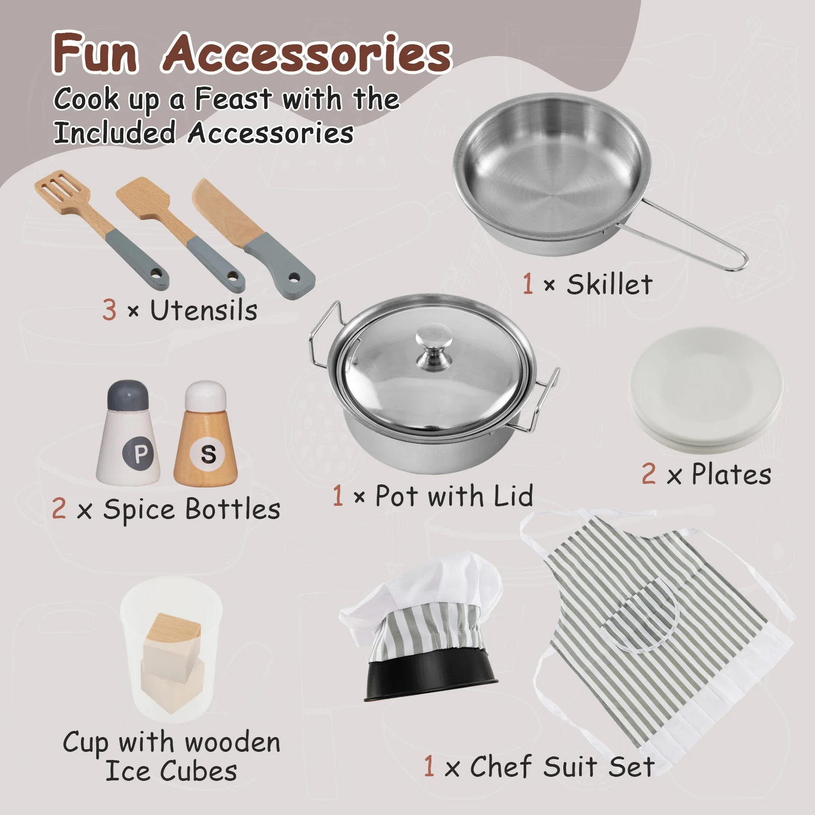 Corner Kids Play Kitchen with Washing Machine and Ice Maker Gift for Boys Girls - Image 16