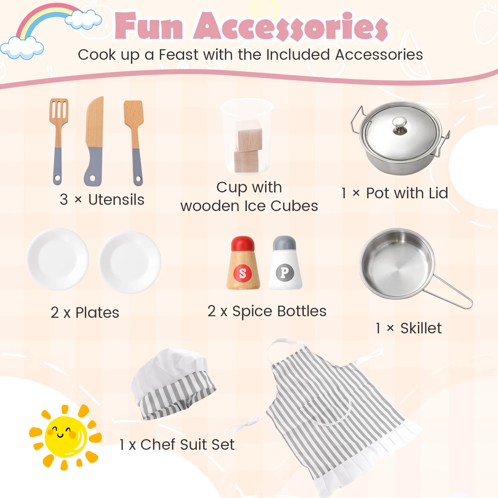 Corner Kids Play Kitchen with Washing Machine and Ice Maker Gift for Boys Girls - Image 23
