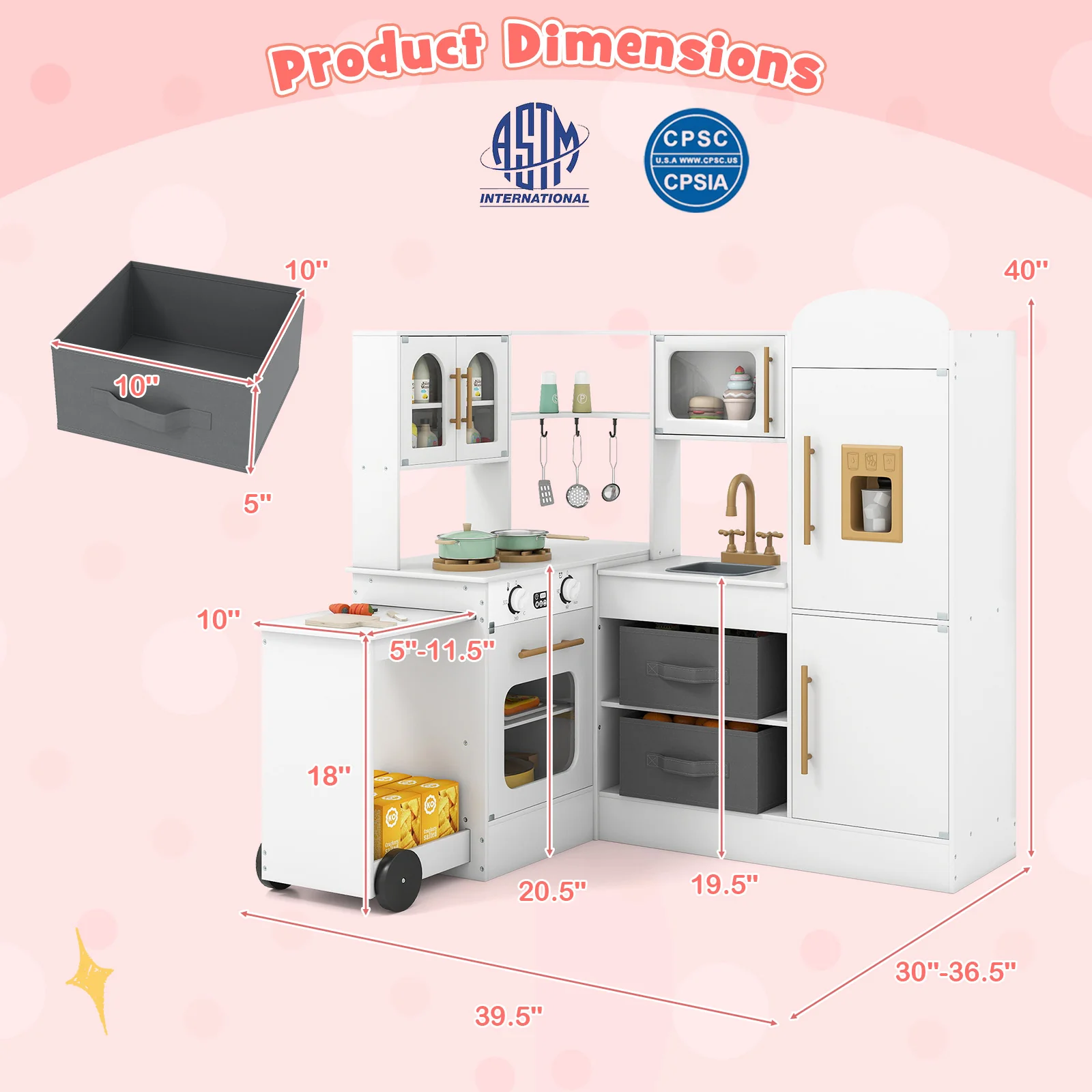 Corner Kitchen with Lights and Sounds for Kids Ages 3+ - Image 13