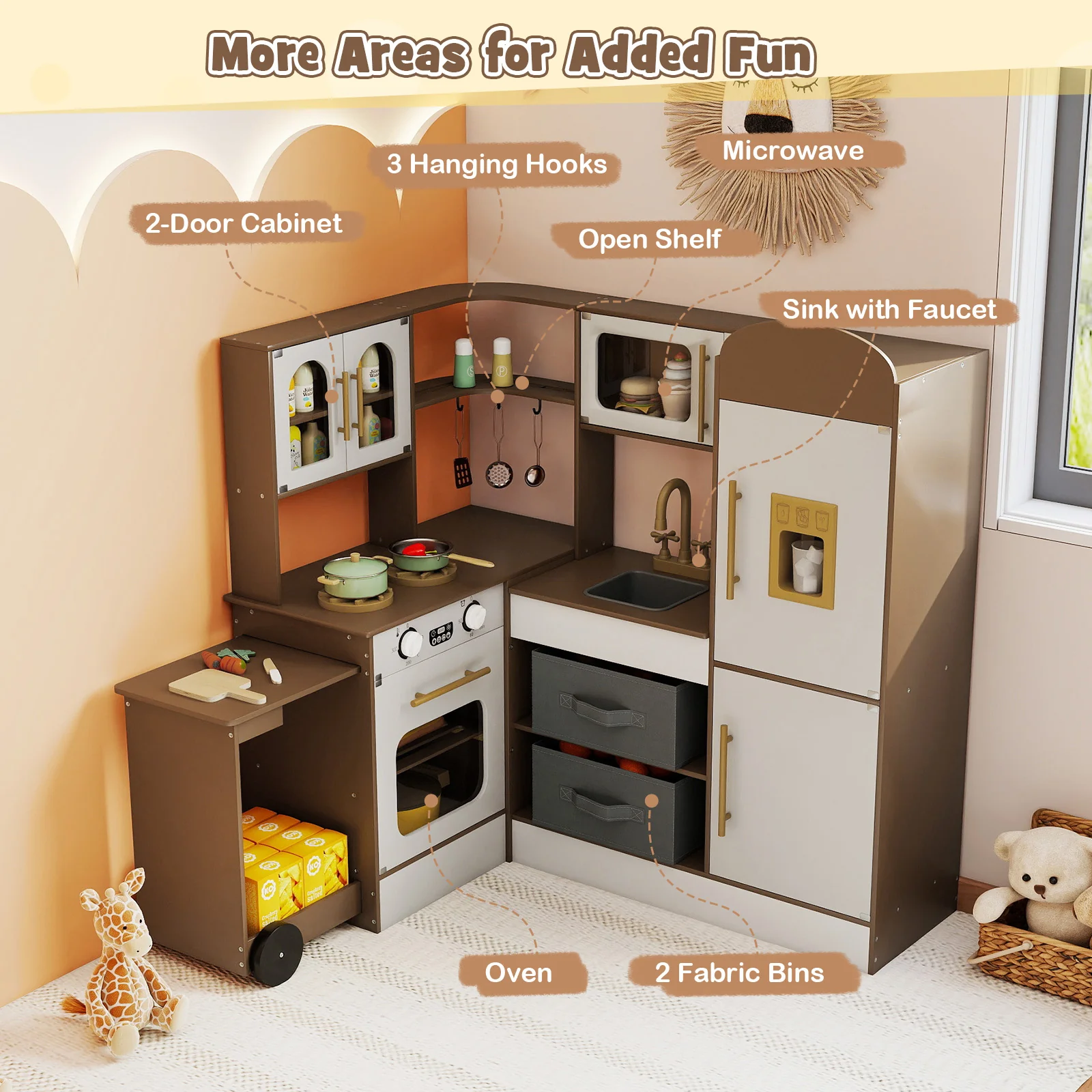 Corner Kitchen with Lights and Sounds for Kids Ages 3+ - Image 24