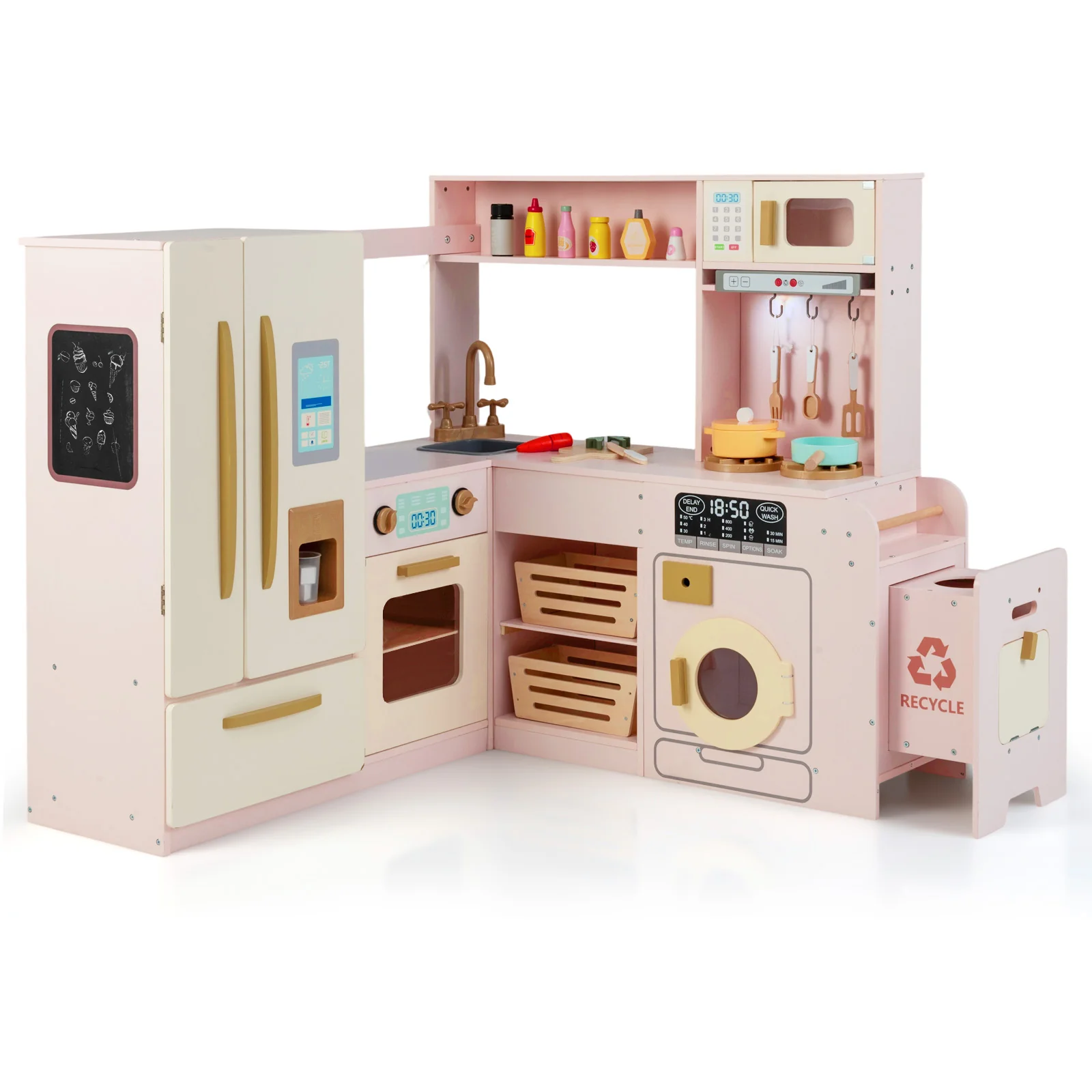 Corner Play Kitchen with Lights and Sounds for Ages 3+ - Image 10