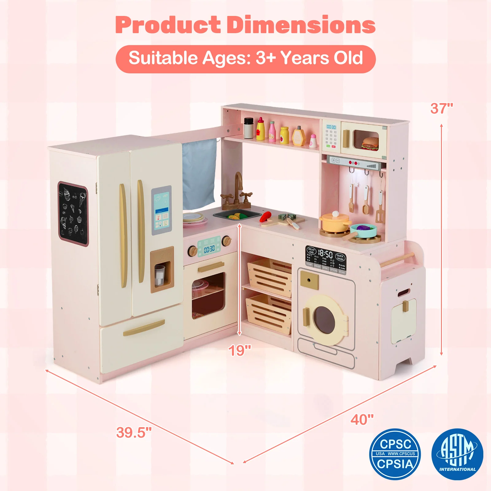 Corner Play Kitchen with Lights and Sounds for Ages 3+ - Image 11