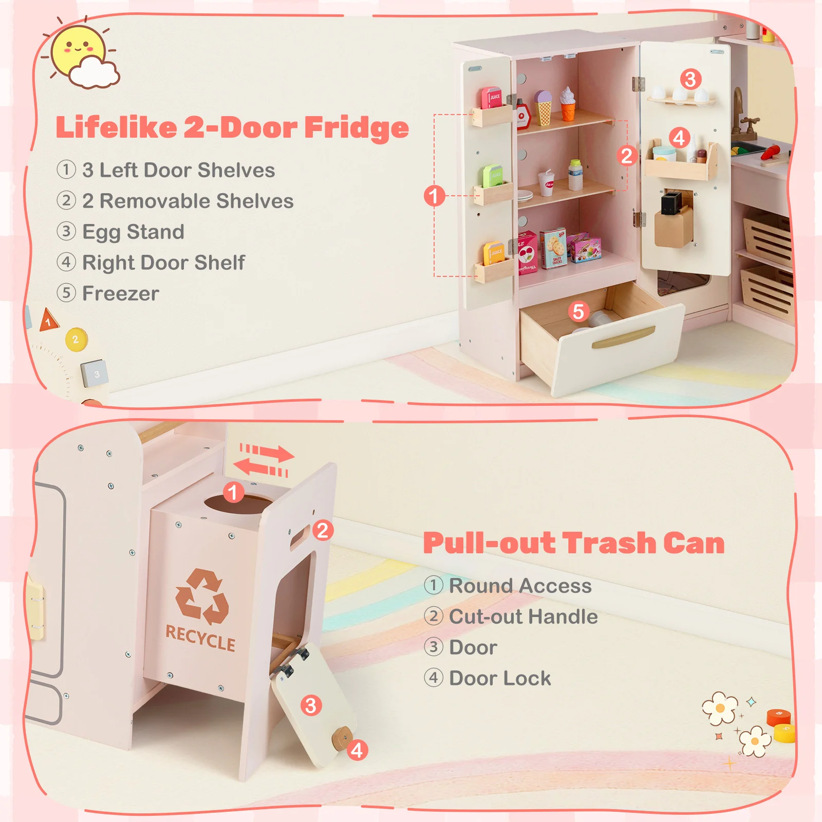Corner Play Kitchen with Lights and Sounds for Ages 3+ - Image 13