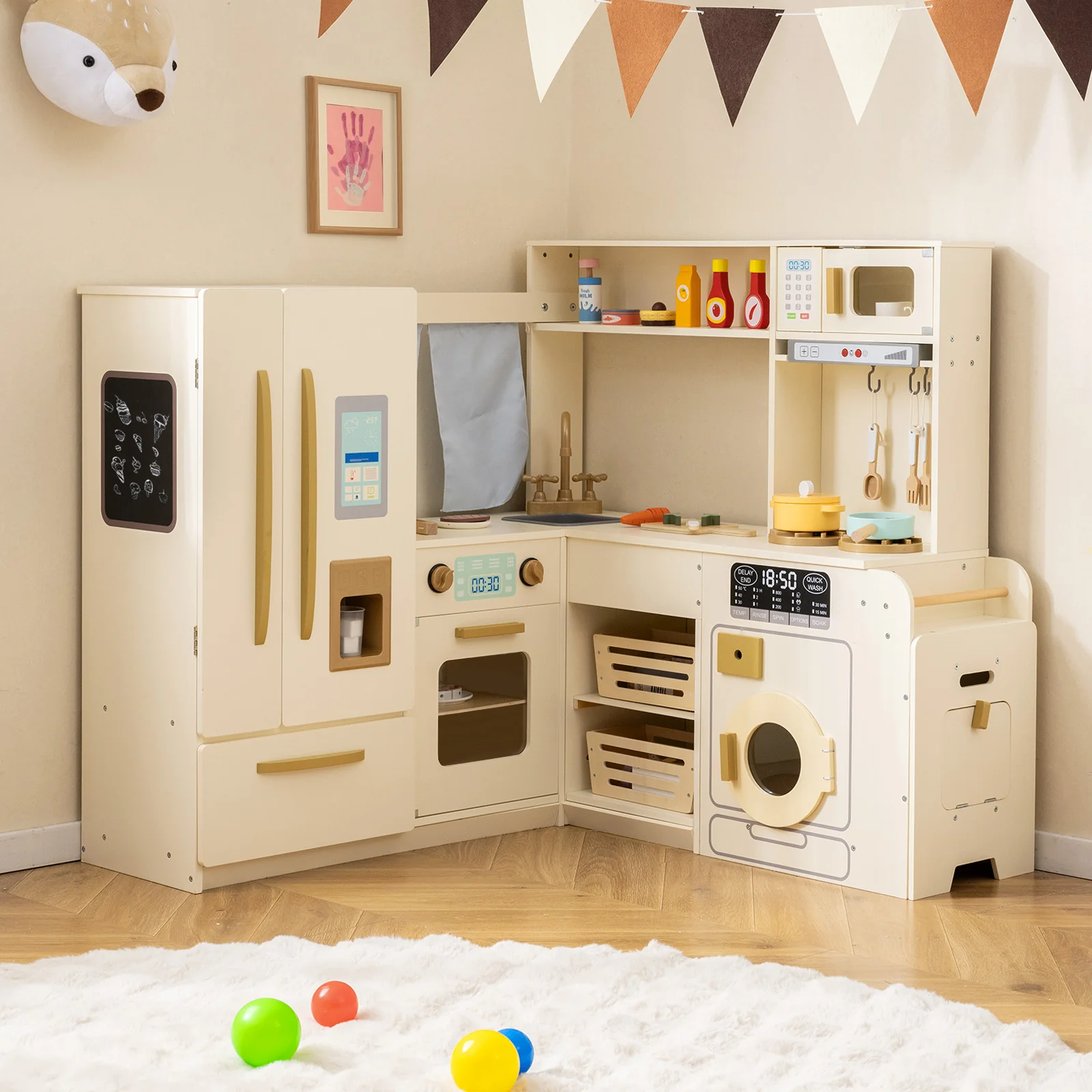 Corner Play Kitchen with Lights and Sounds for Ages 3+ - Image 17