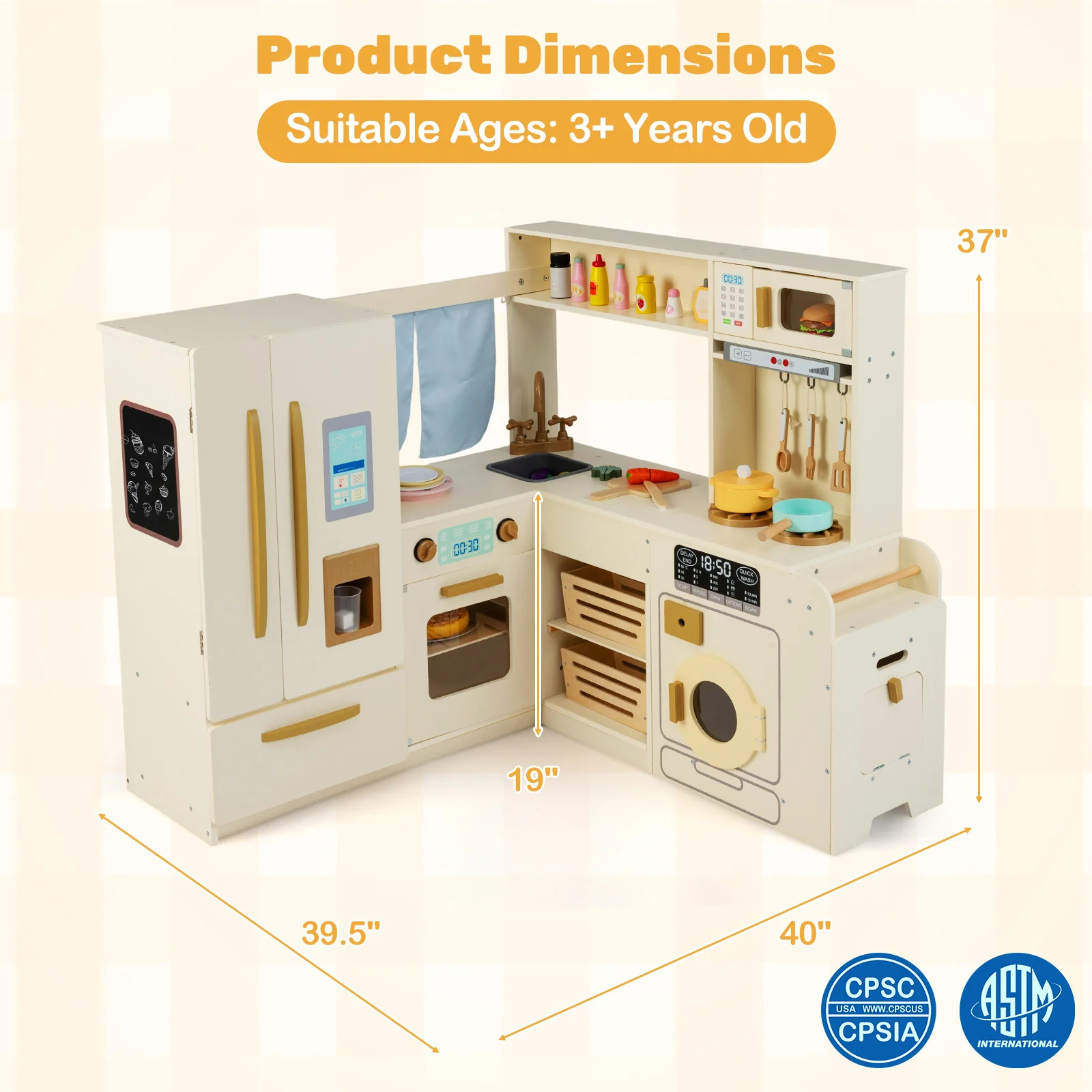 Corner Play Kitchen with Lights and Sounds for Ages 3+ - Image 19