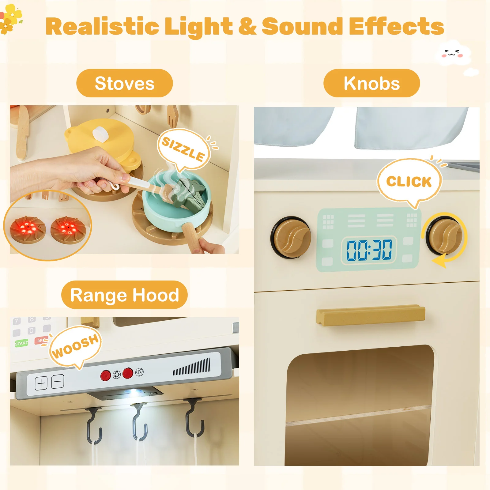 Corner Play Kitchen with Lights and Sounds for Ages 3+ - Image 20
