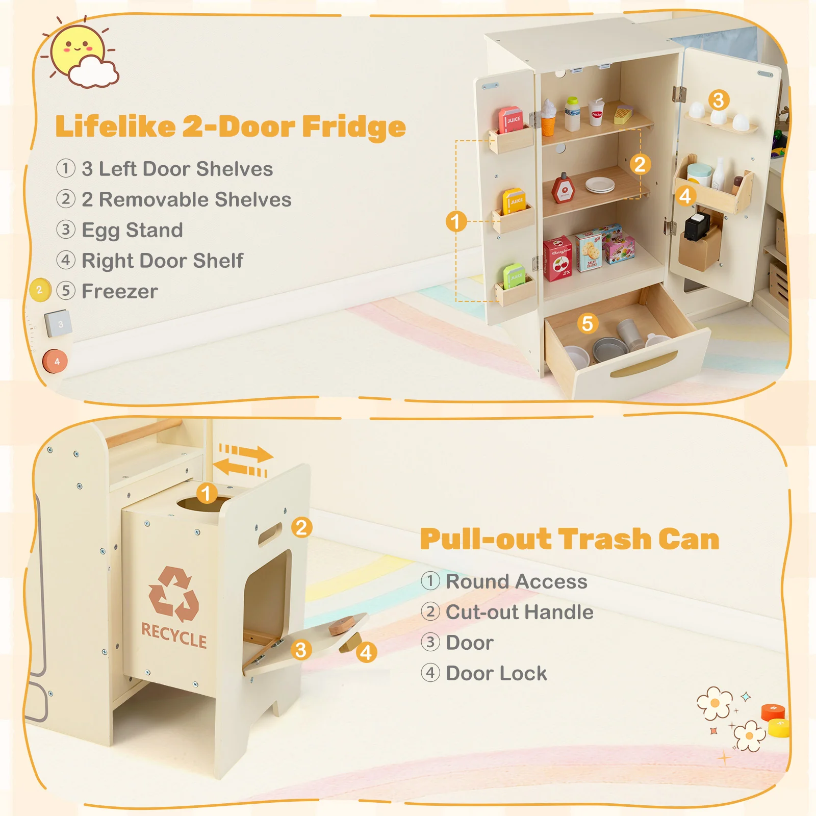 Corner Play Kitchen with Lights and Sounds for Ages 3+ - Image 21