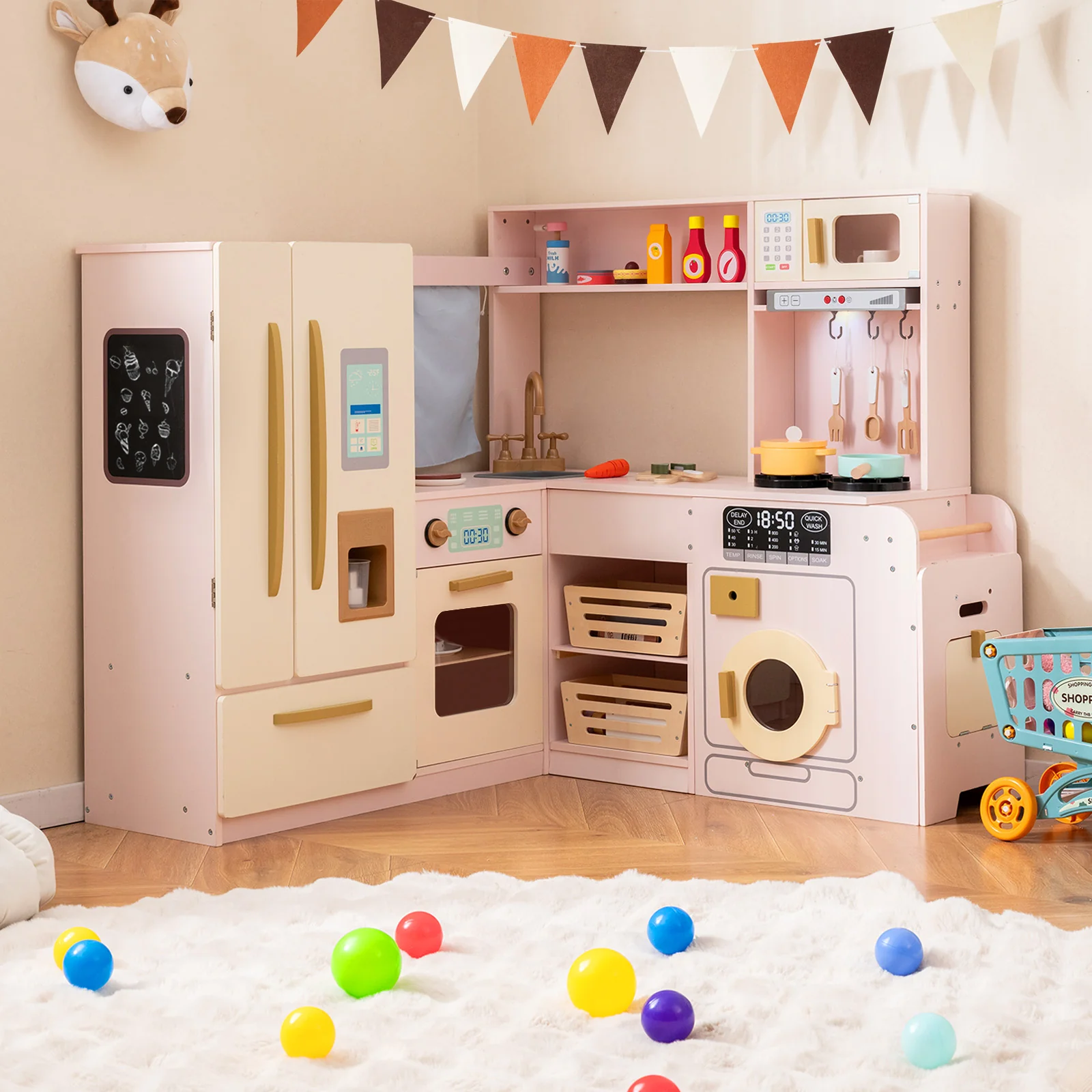 Corner Play Kitchen with Lights and Sounds for Ages 3+ - Image 9