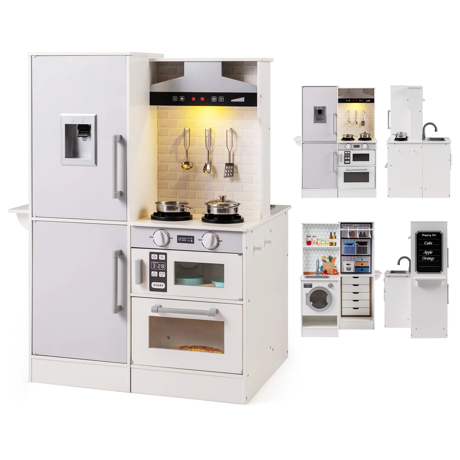 Dual-Sided Kids Play Kitchen with Water Dispenser and Range Hood for 3+ Years Old - Image 4