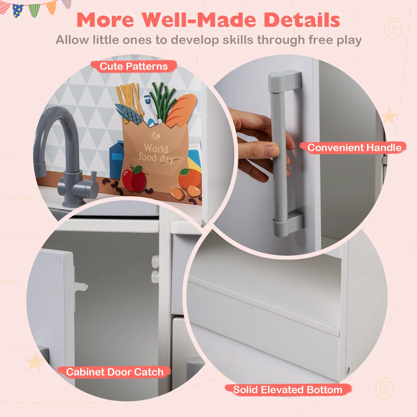 Dual-Sided Kids Play Kitchen with Water Dispenser and Range Hood for 3+ Years Old - Image 7