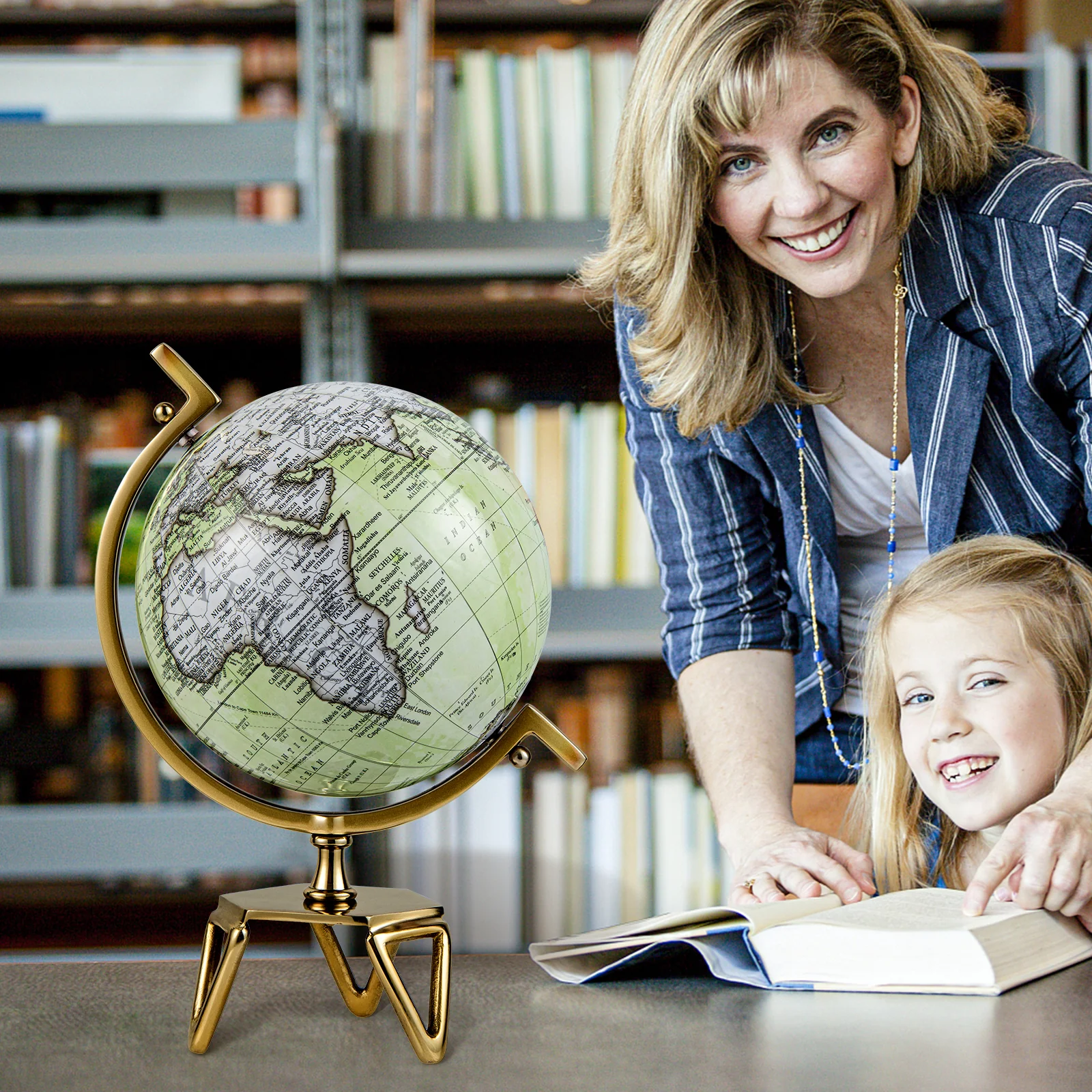 Educational Geographic 5/8/10 Inch World Globe with Triangle Metal Stand - Image 21