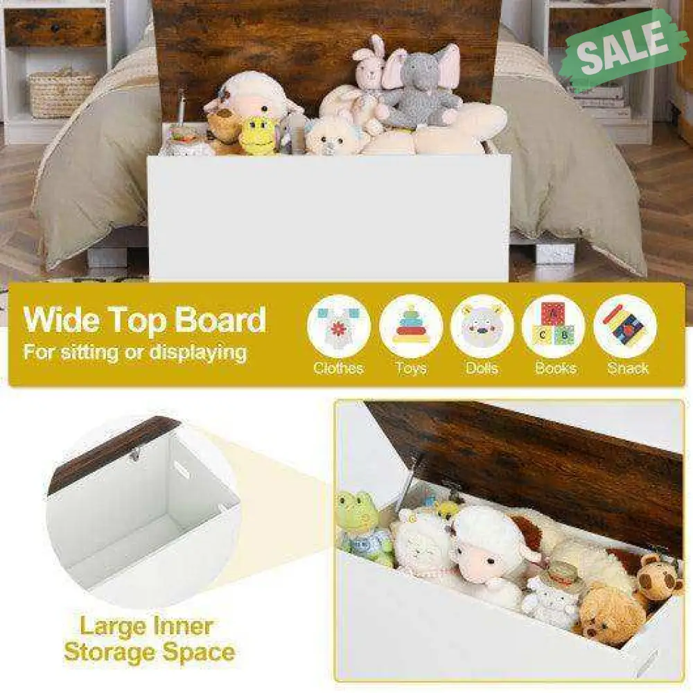 Flip-top Storage Chest with Self-hold Cover and Pneumatic Rod-White - Image 7