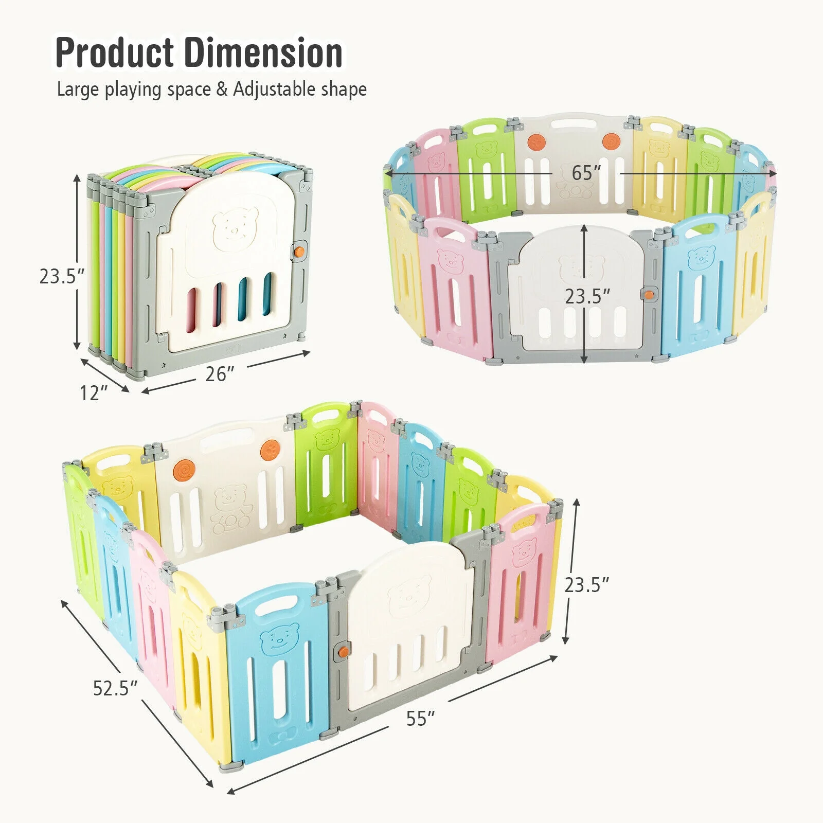 Foldable Baby Playpen 14 Panel Activity Center Safety Play Yard - Image 13