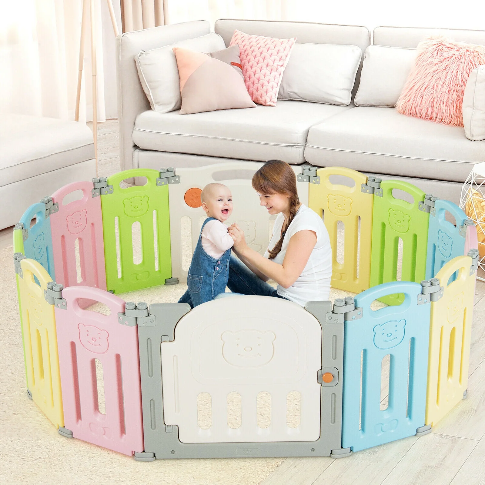 Foldable Baby Playpen 14 Panel Activity Center Safety Play Yard - Image 15