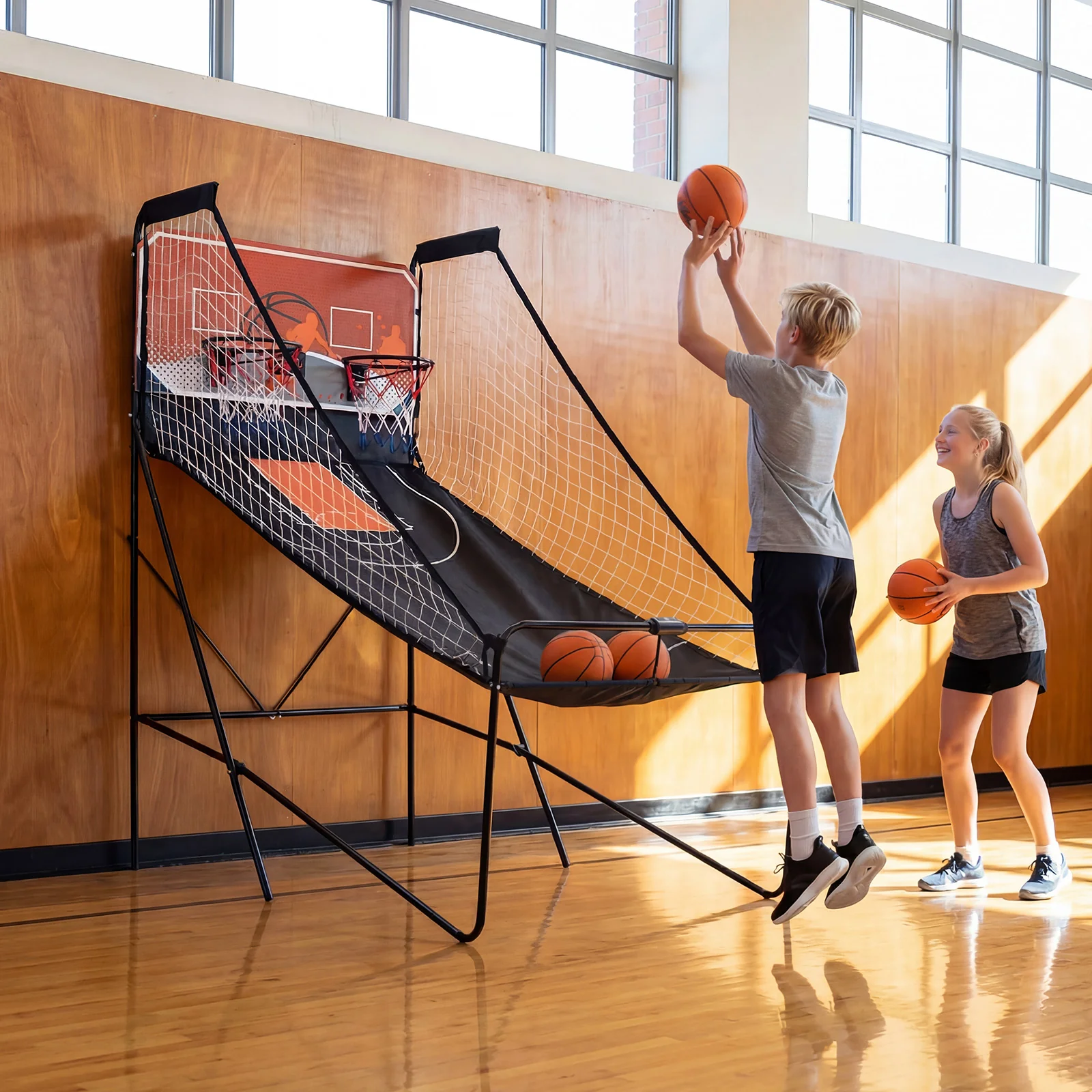 Foldable Basketball Arcade Game Kids Basketball Hoop Machine with 8 Exciting Playing Modes - Image 2