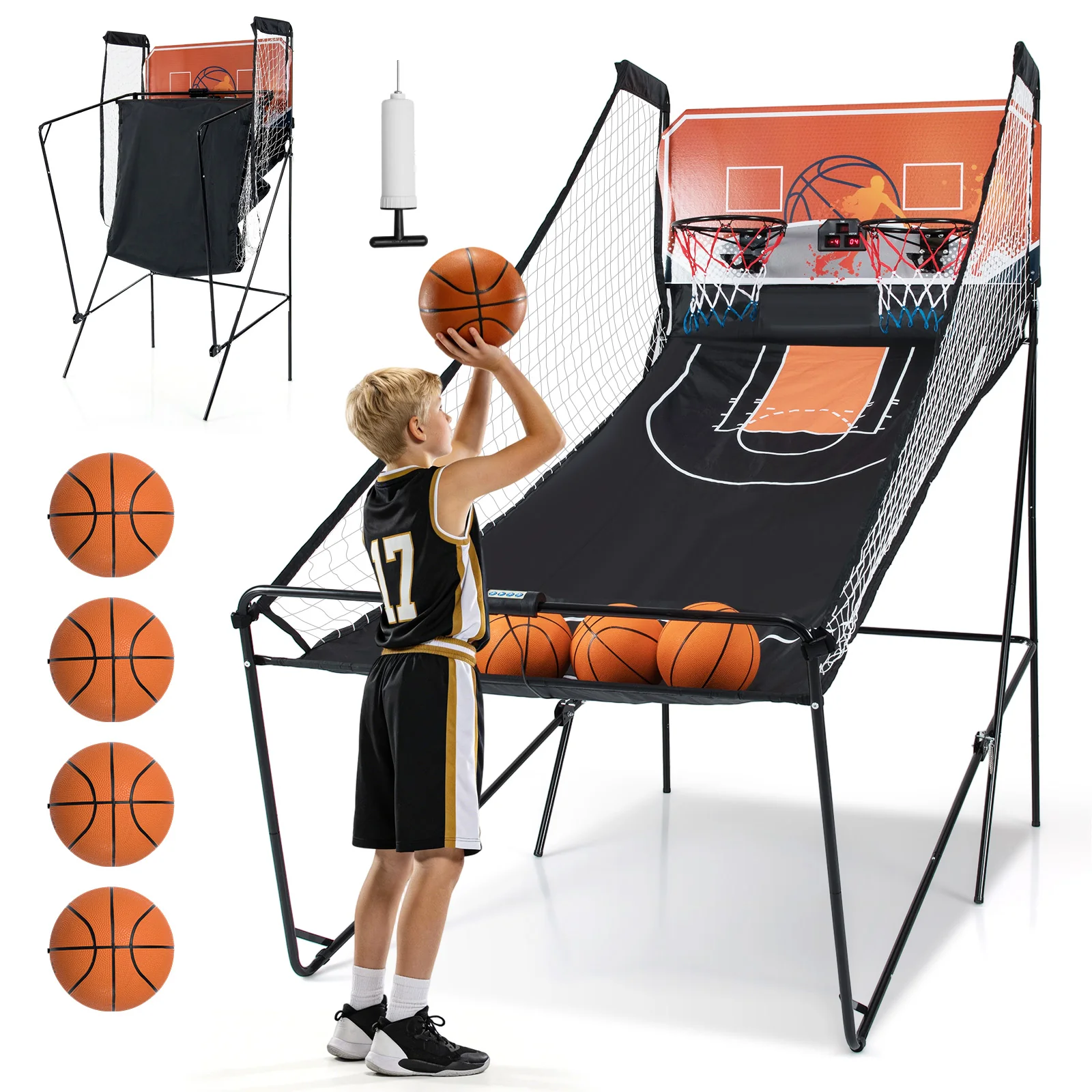 Foldable Basketball Arcade Game Kids Basketball Hoop Machine with 8 Exciting Playing Modes - Image 4