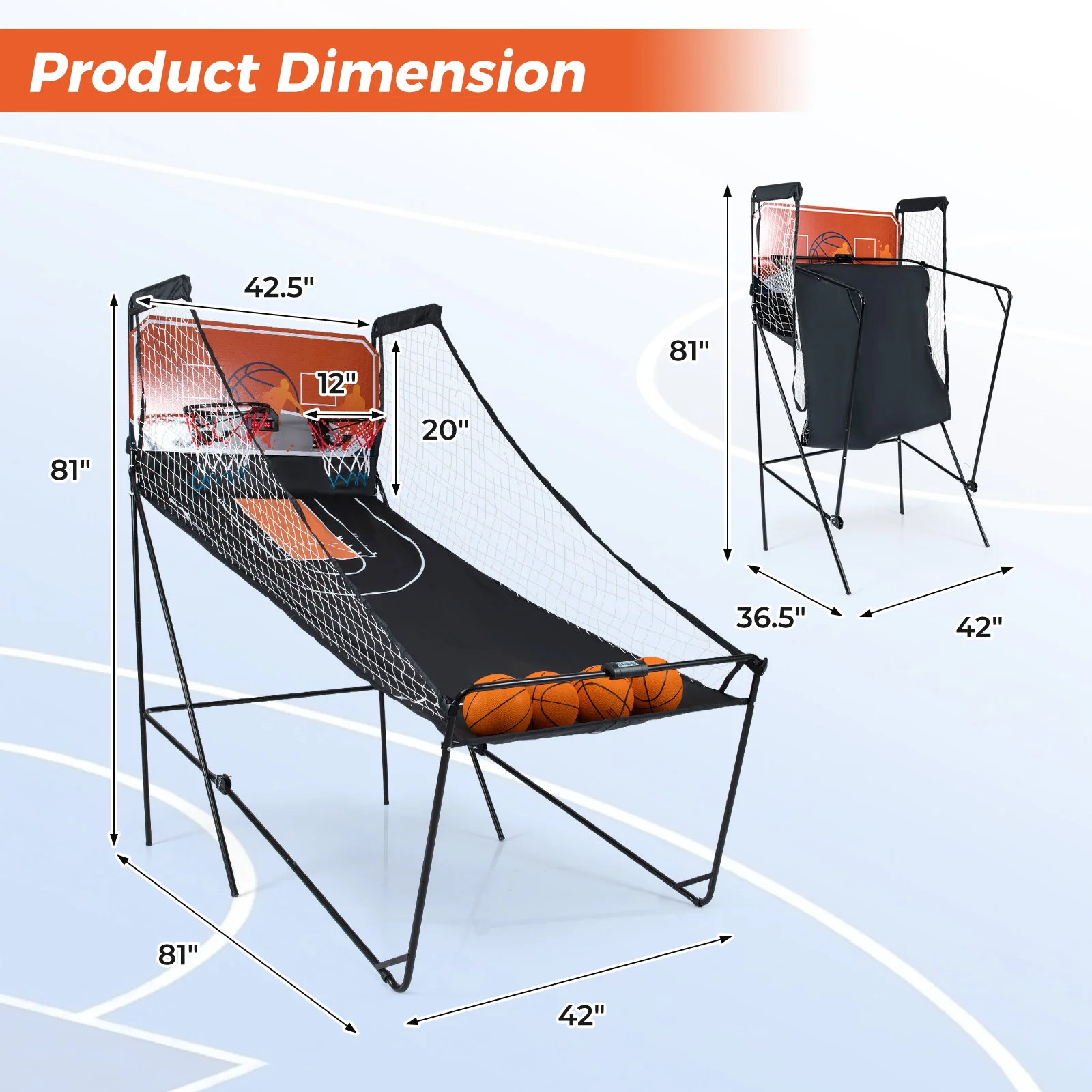 Foldable Basketball Arcade Game Kids Basketball Hoop Machine with 8 Exciting Playing Modes - Image 5