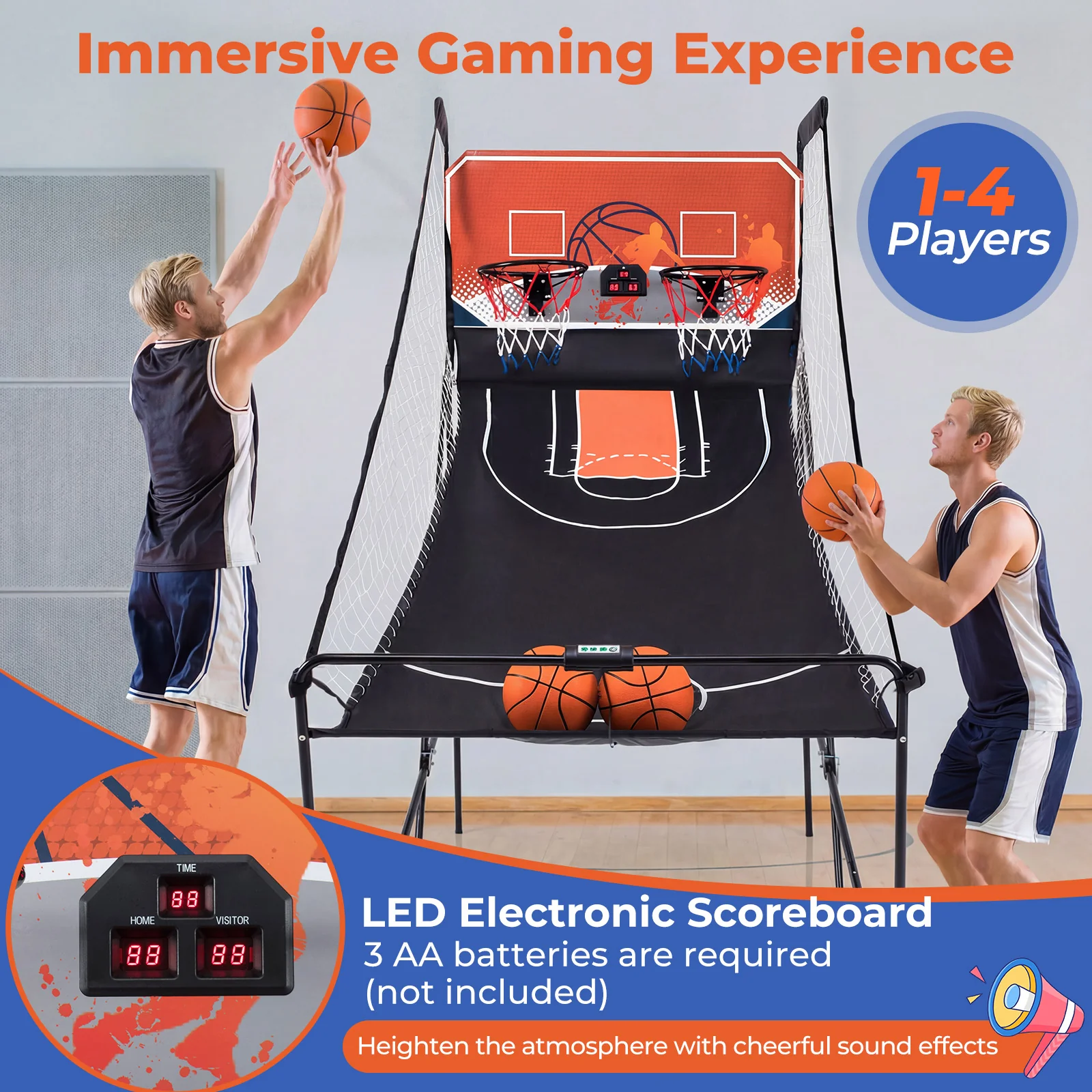Foldable Basketball Arcade Game Kids Basketball Hoop Machine with 8 Exciting Playing Modes - Image 8