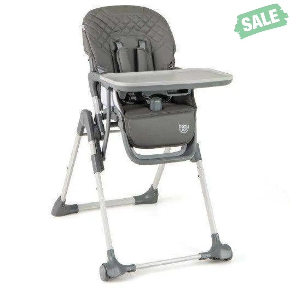 Foldable High Chair with Footrest and Detachable Tray-Beige - Image 9