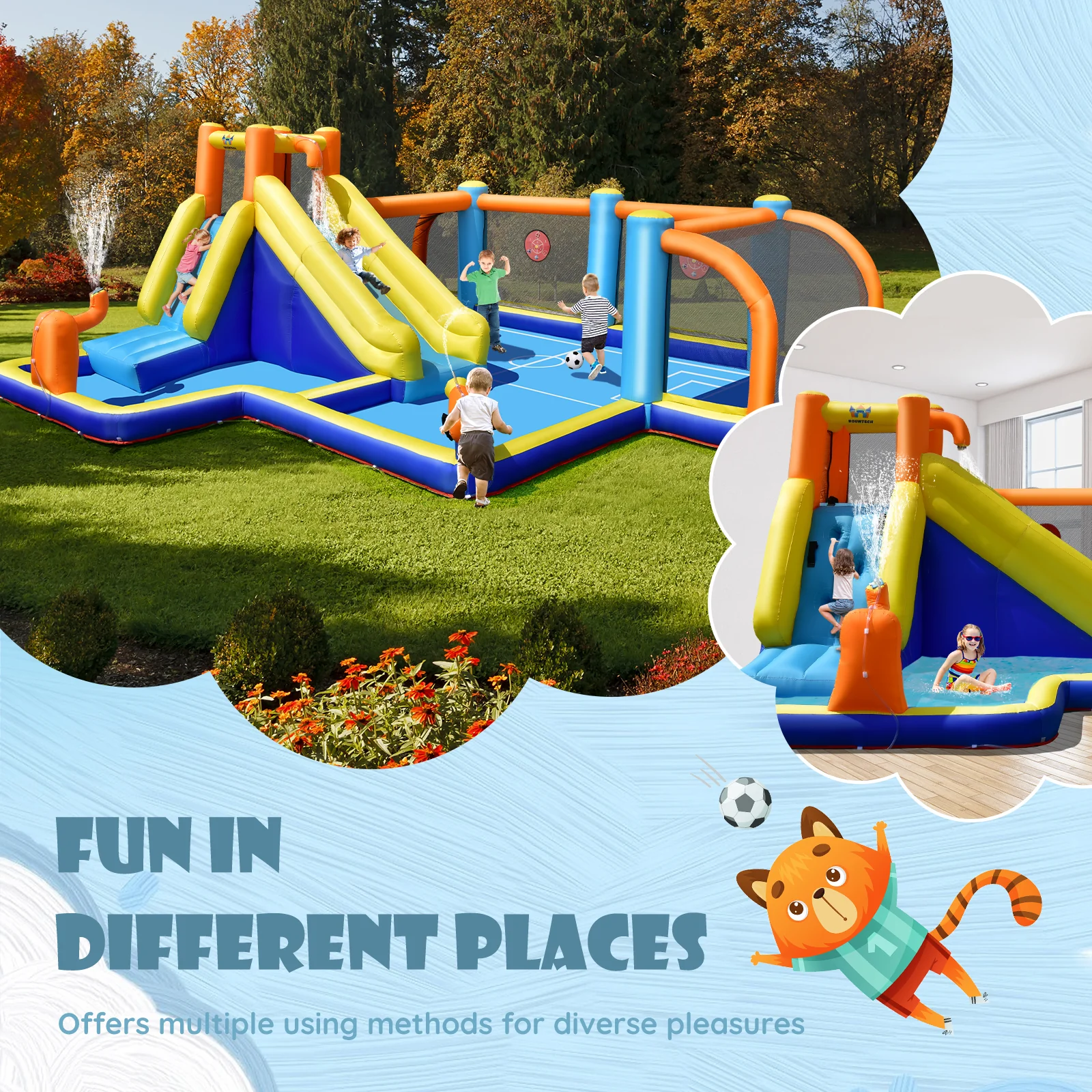 Giant Soccer Themed Inflatable Water Slide Bouncer with Splash Pool without Blower - Image 5
