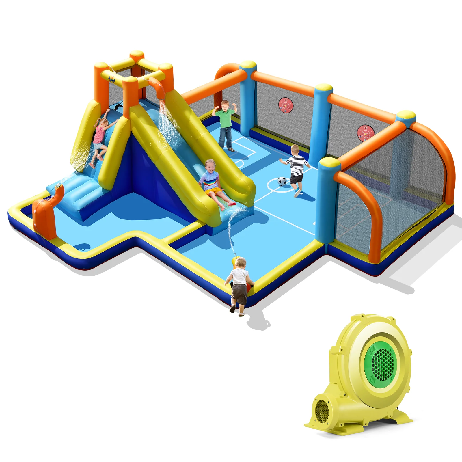 Giant Soccer-Themed Inflatable Water Slide with 735W Blower - Image 2