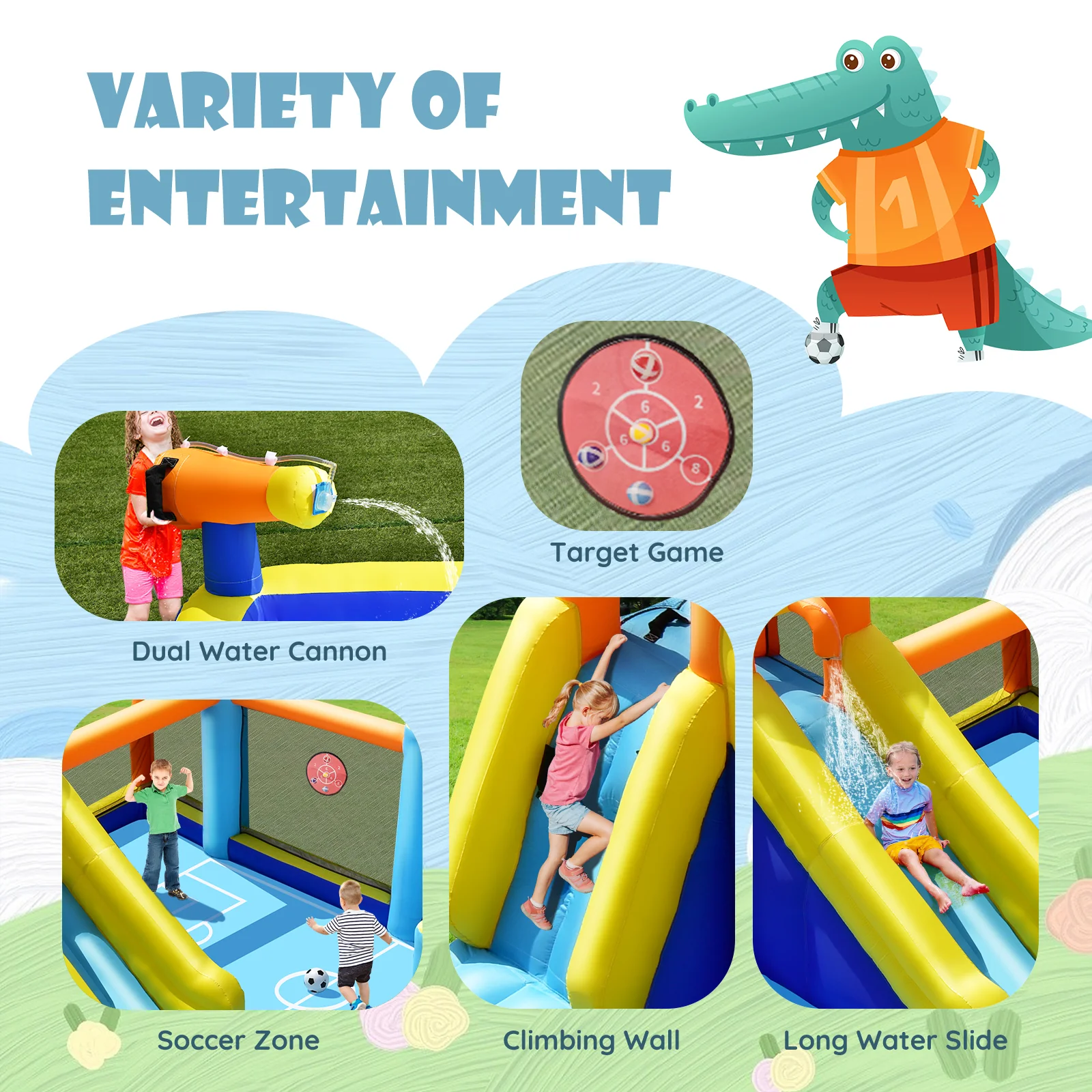 Giant Soccer-Themed Inflatable Water Slide with 735W Blower - Image 7