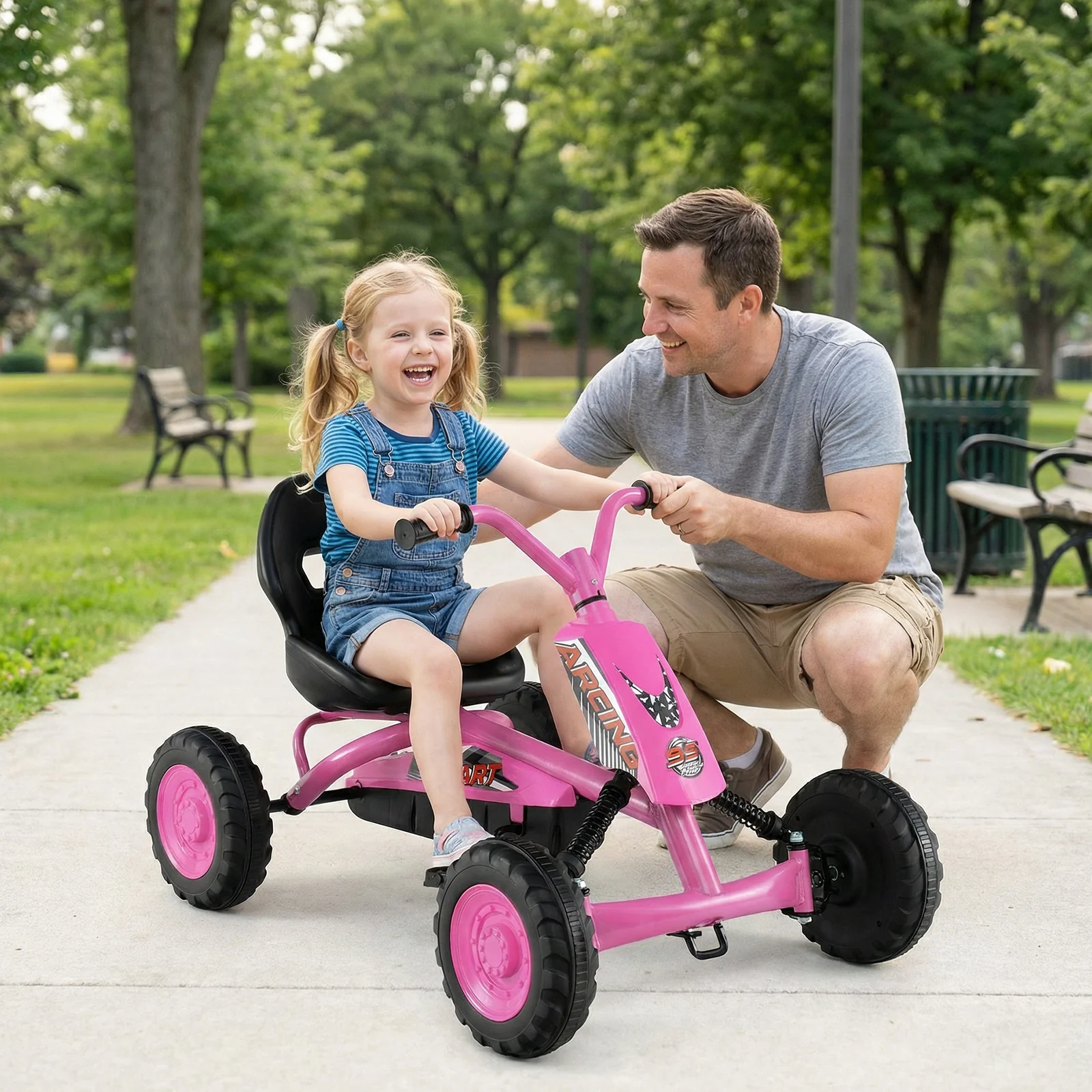 Go Kart for Kids 4 Wheel with Steering Handlebars and Adjustable Seat - Image 10