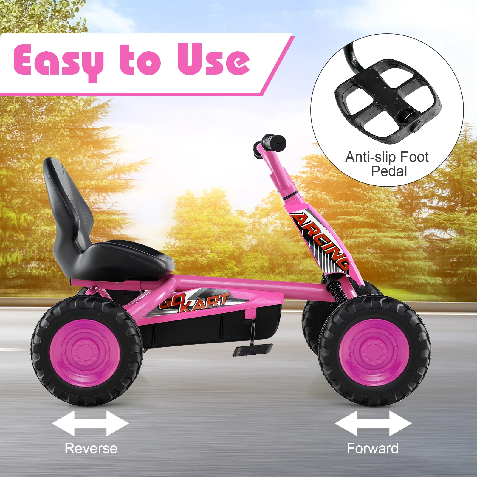 Go Kart for Kids 4 Wheel with Steering Handlebars and Adjustable Seat - Image 16