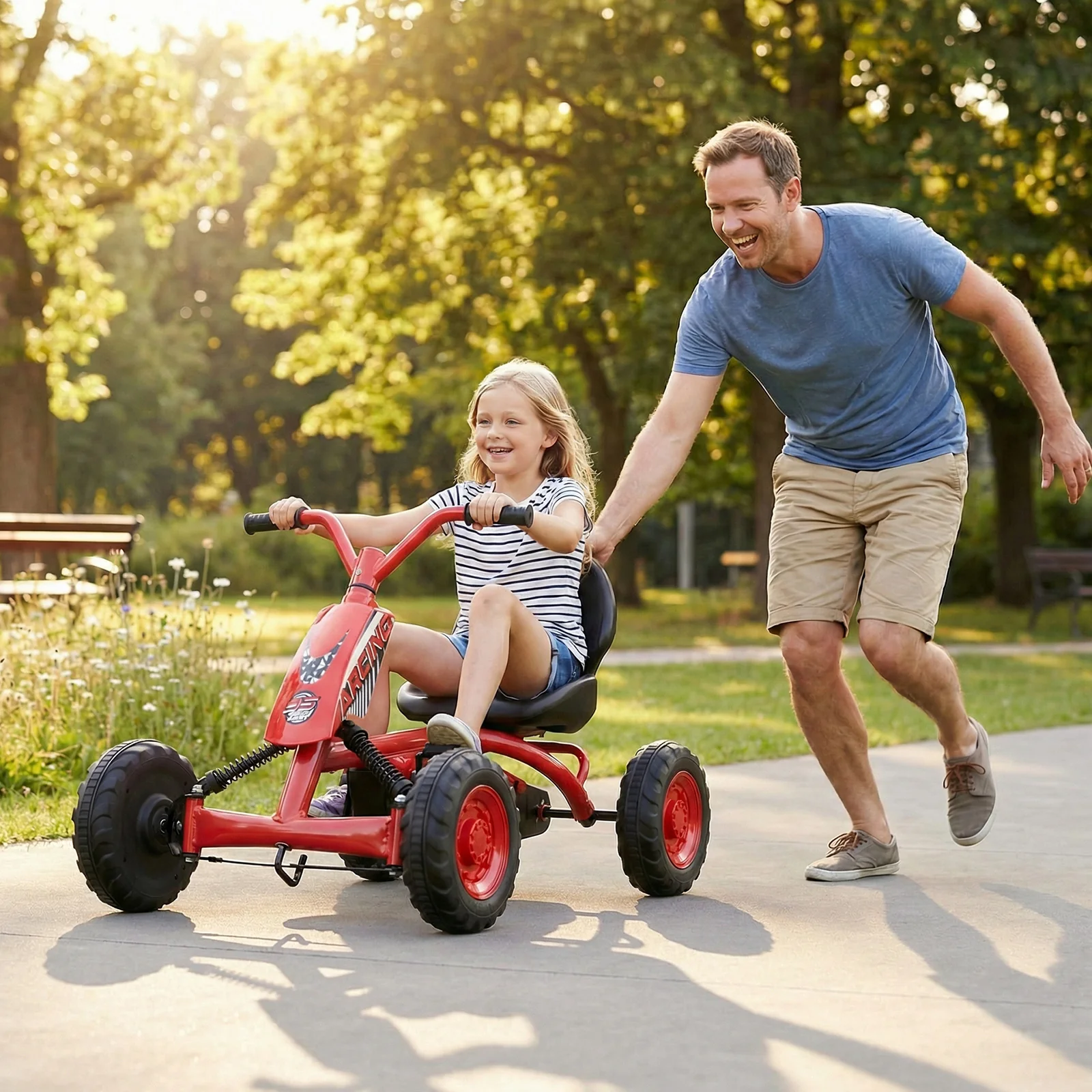 Go Kart for Kids 4 Wheel with Steering Handlebars and Adjustable Seat - Image 17