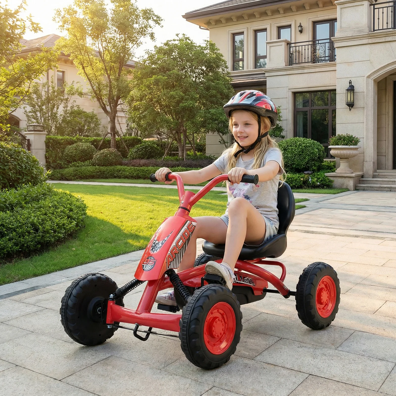 Go Kart for Kids 4 Wheel with Steering Handlebars and Adjustable Seat - Image 18