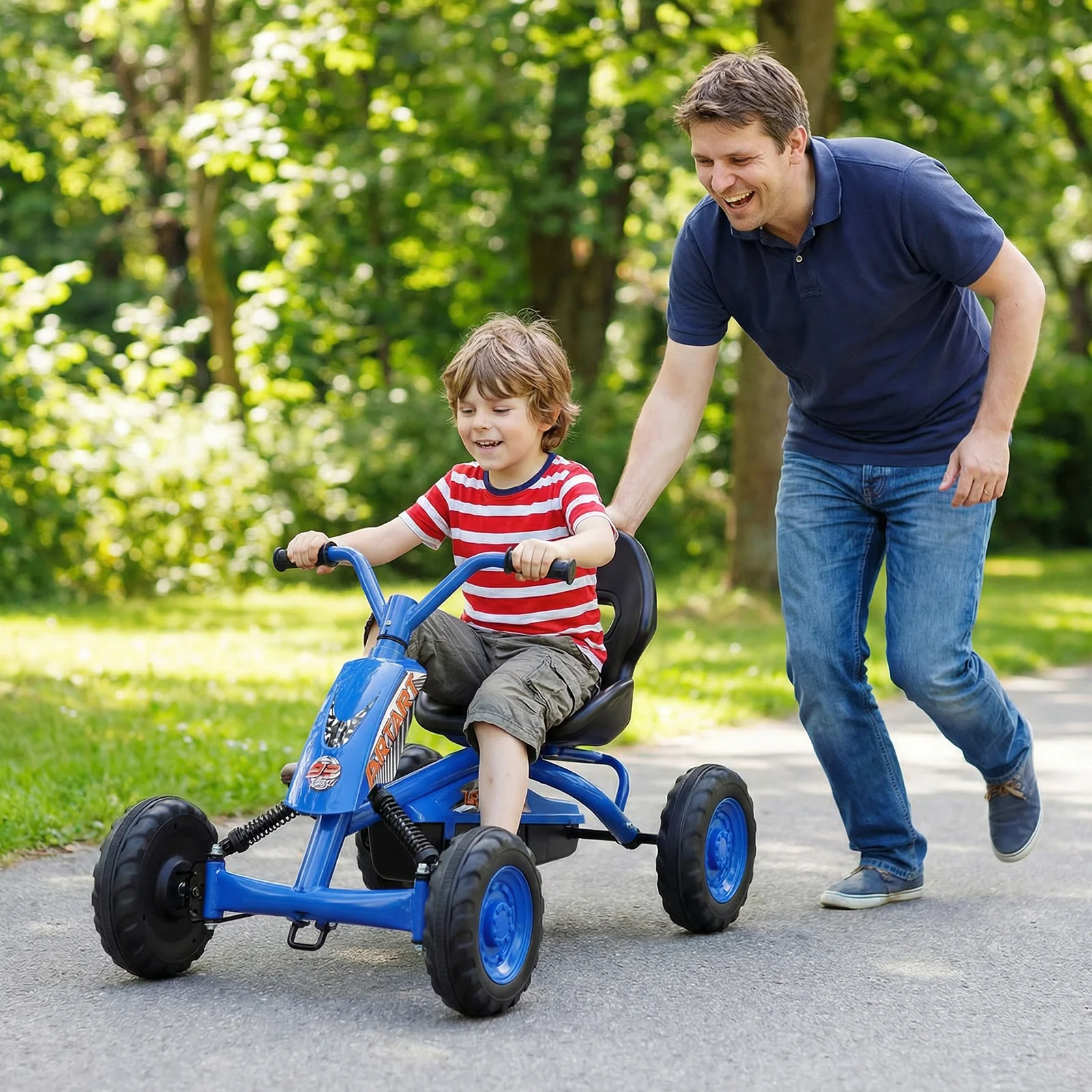 Go Kart for Kids 4 Wheel with Steering Handlebars and Adjustable Seat - Image 2
