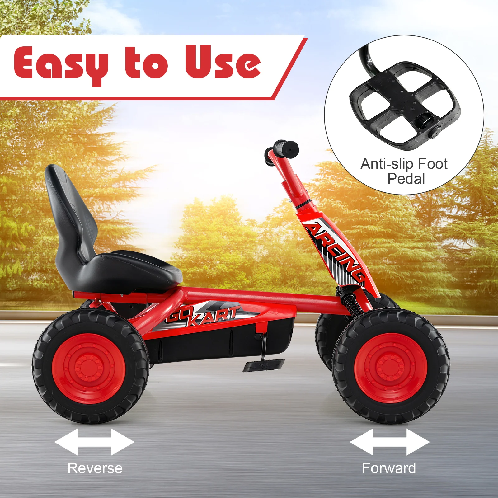 Go Kart for Kids 4 Wheel with Steering Handlebars and Adjustable Seat - Image 24