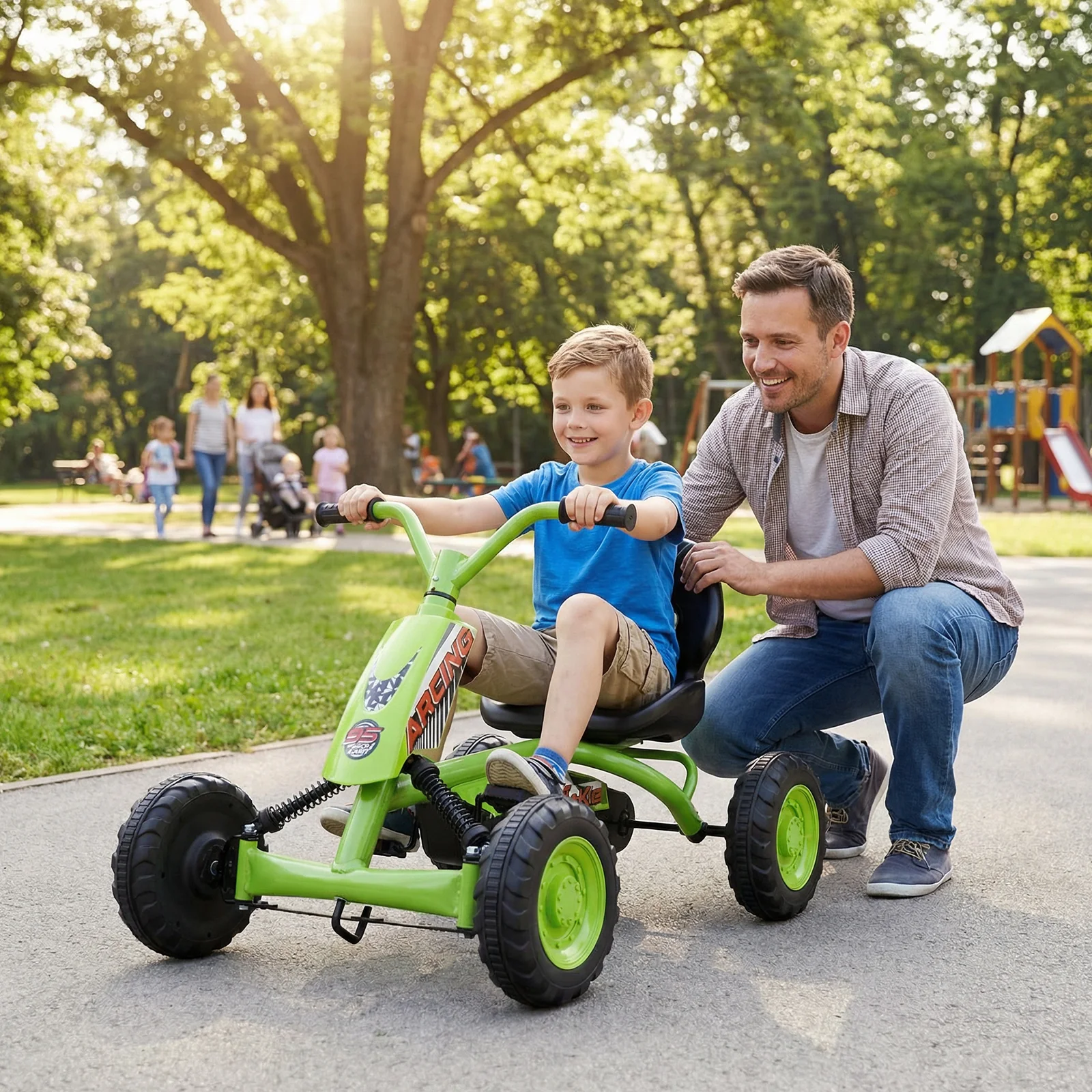 Go Kart for Kids 4 Wheel with Steering Handlebars and Adjustable Seat - Image 25