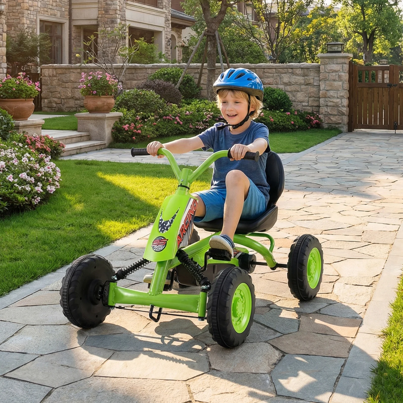 Go Kart for Kids 4 Wheel with Steering Handlebars and Adjustable Seat - Image 26
