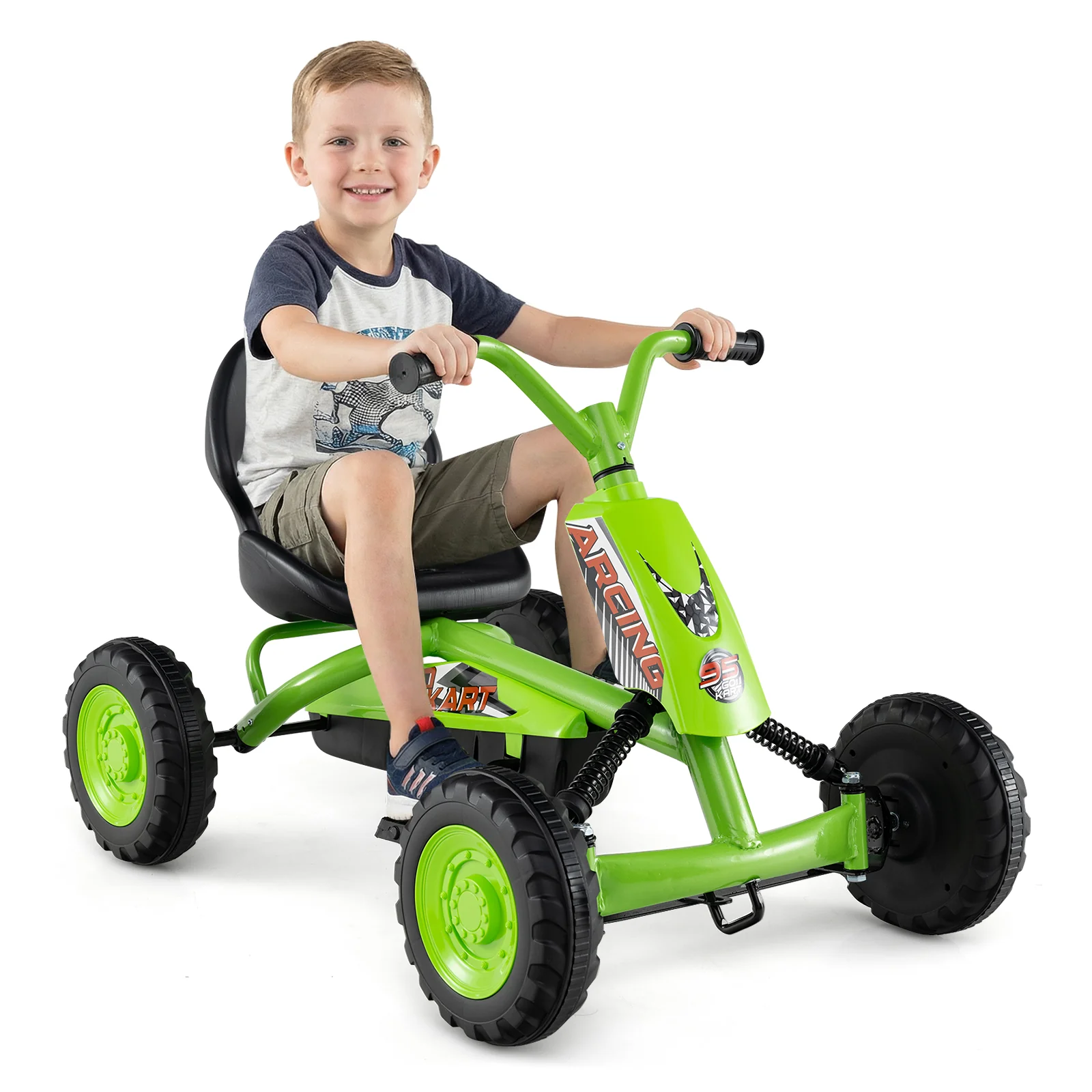 Go Kart for Kids 4 Wheel with Steering Handlebars and Adjustable Seat - Image 30