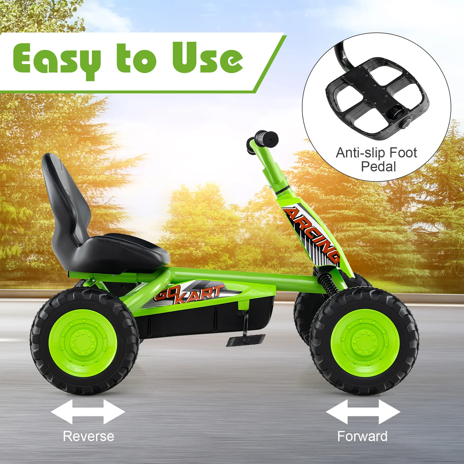 Go Kart for Kids 4 Wheel with Steering Handlebars and Adjustable Seat - Image 32
