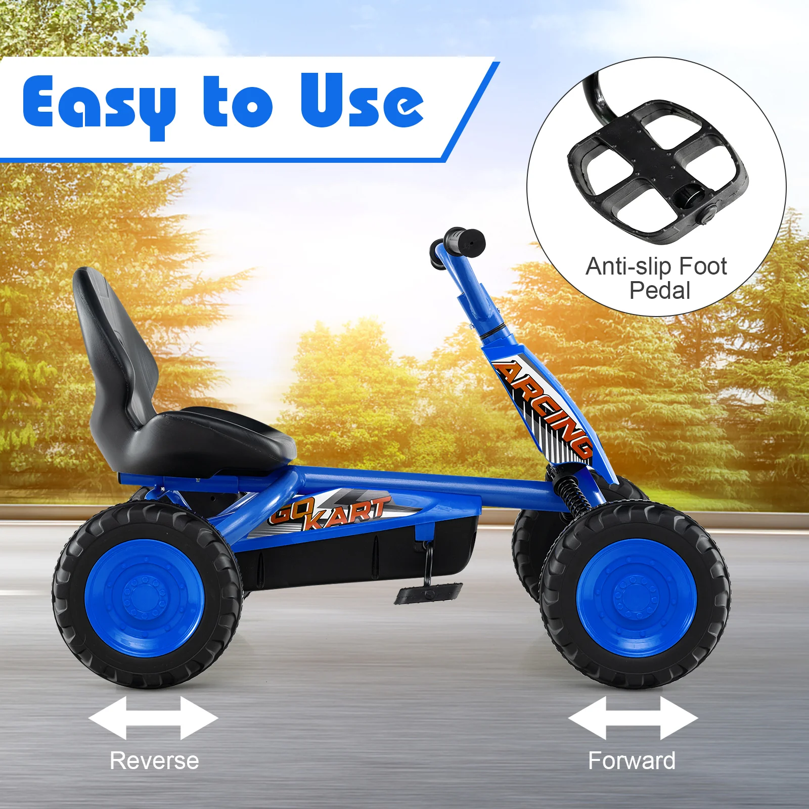 Go Kart for Kids 4 Wheel with Steering Handlebars and Adjustable Seat - Image 7
