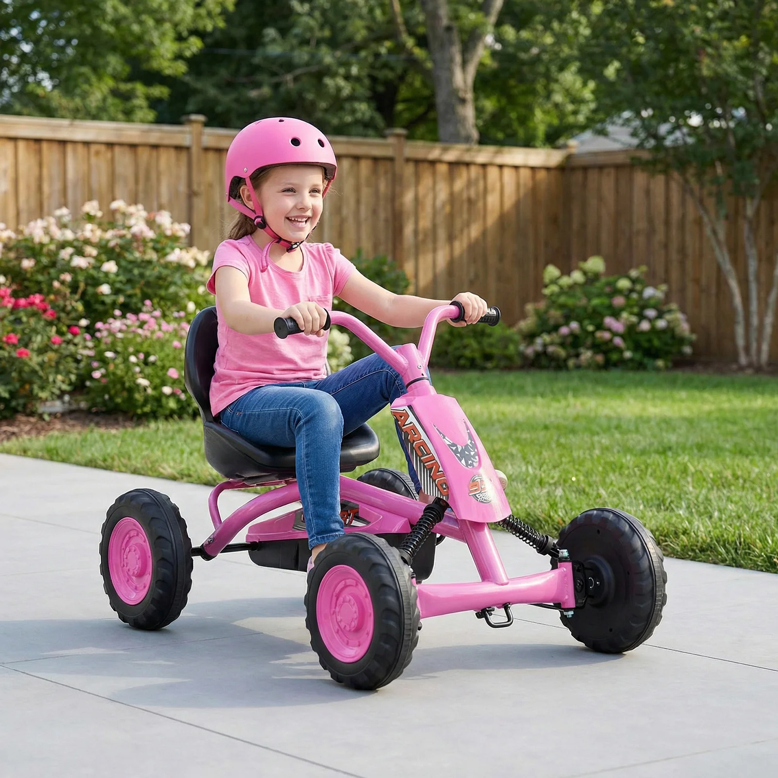 Go Kart for Kids 4 Wheel with Steering Handlebars and Adjustable Seat - Image 9