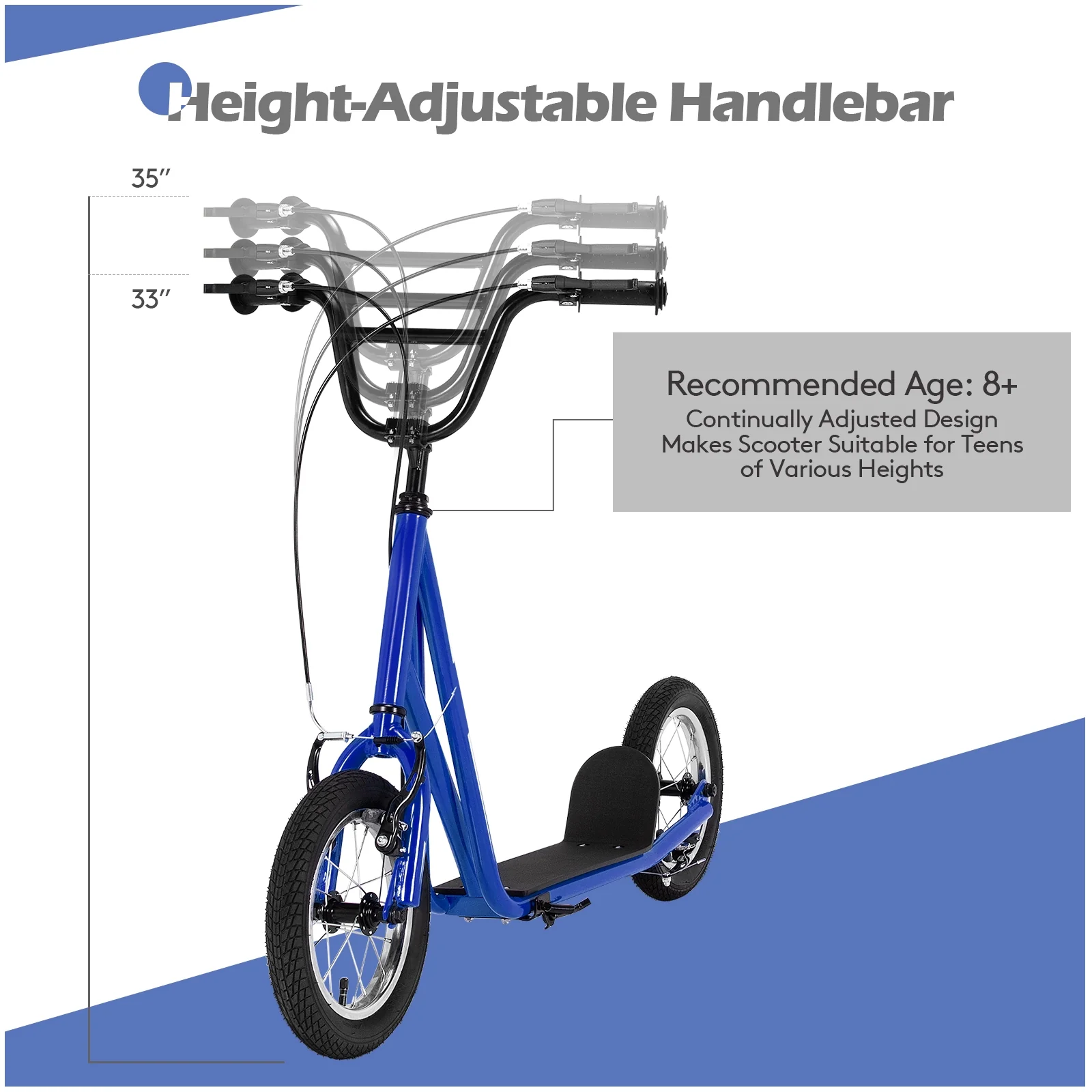 Height Adjustable Kid Kick Scooter with 12 Inch Air Filled Wheel - Image 24