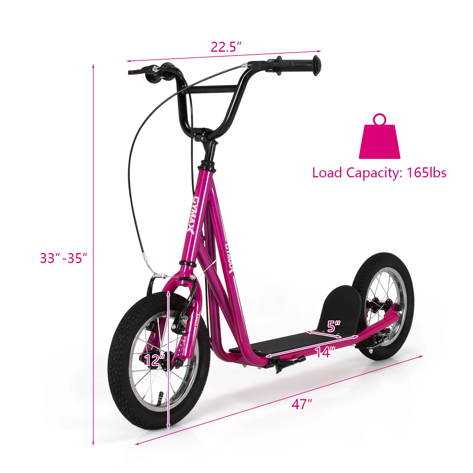 Height Adjustable Kid Kick Scooter with 12 Inch Air Filled Wheel - Image 5