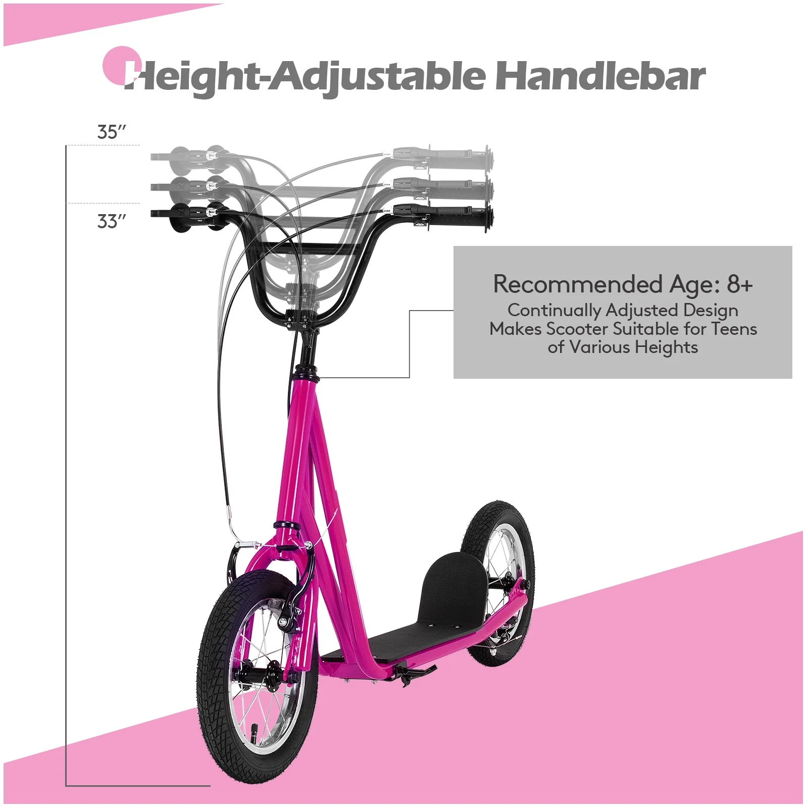 Height Adjustable Kid Kick Scooter with 12 Inch Air Filled Wheel - Image 7