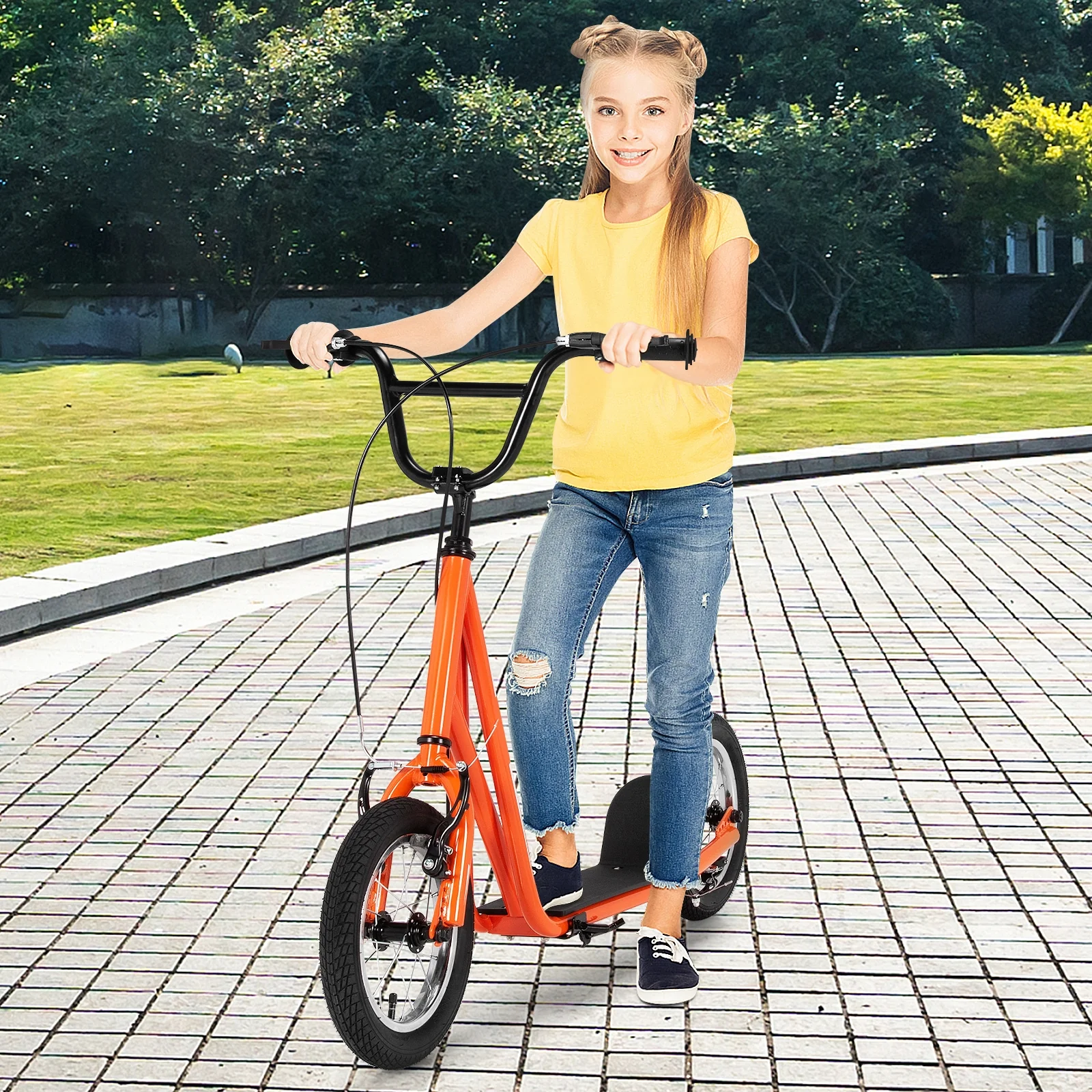 Height Adjustable Kid Kick Scooter with 12 Inch Air Filled Wheel - Image 9